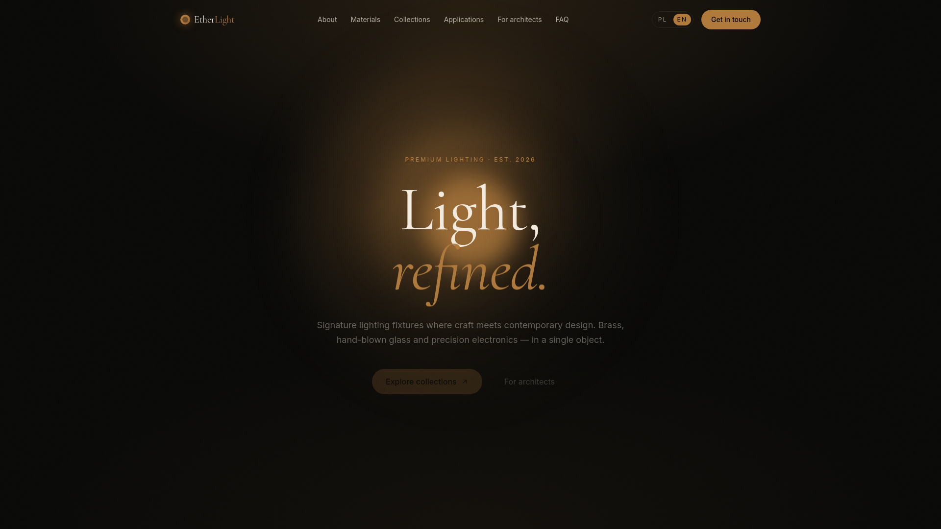 website screenshot of https://etherlight.pl
