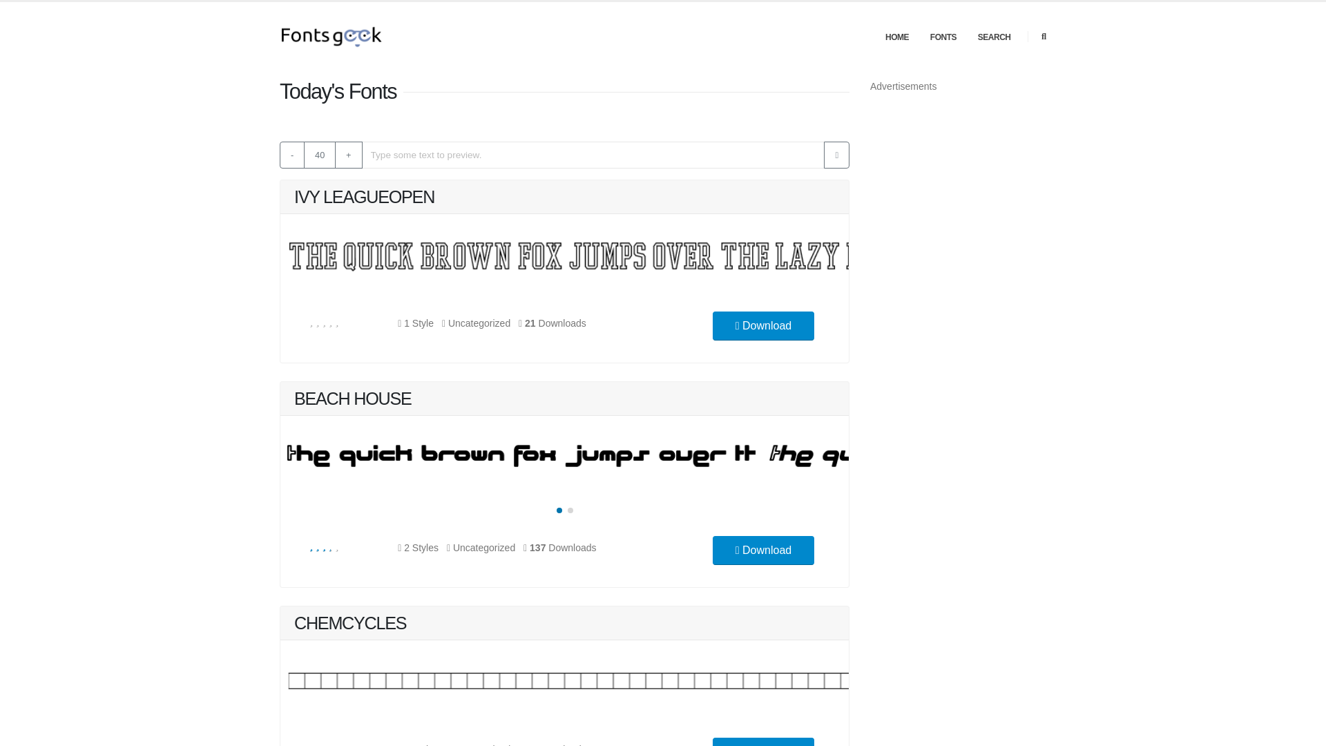 website screenshot of https://fontsgeek.com/