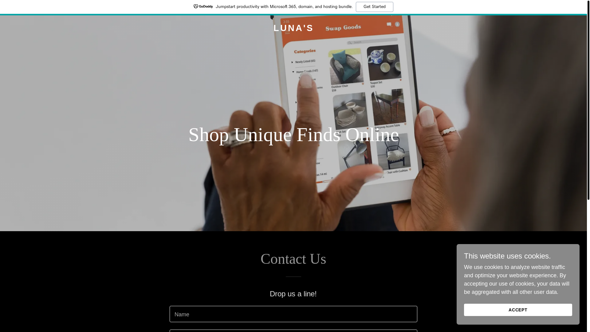 website screenshot of https://shoplunas.eu/