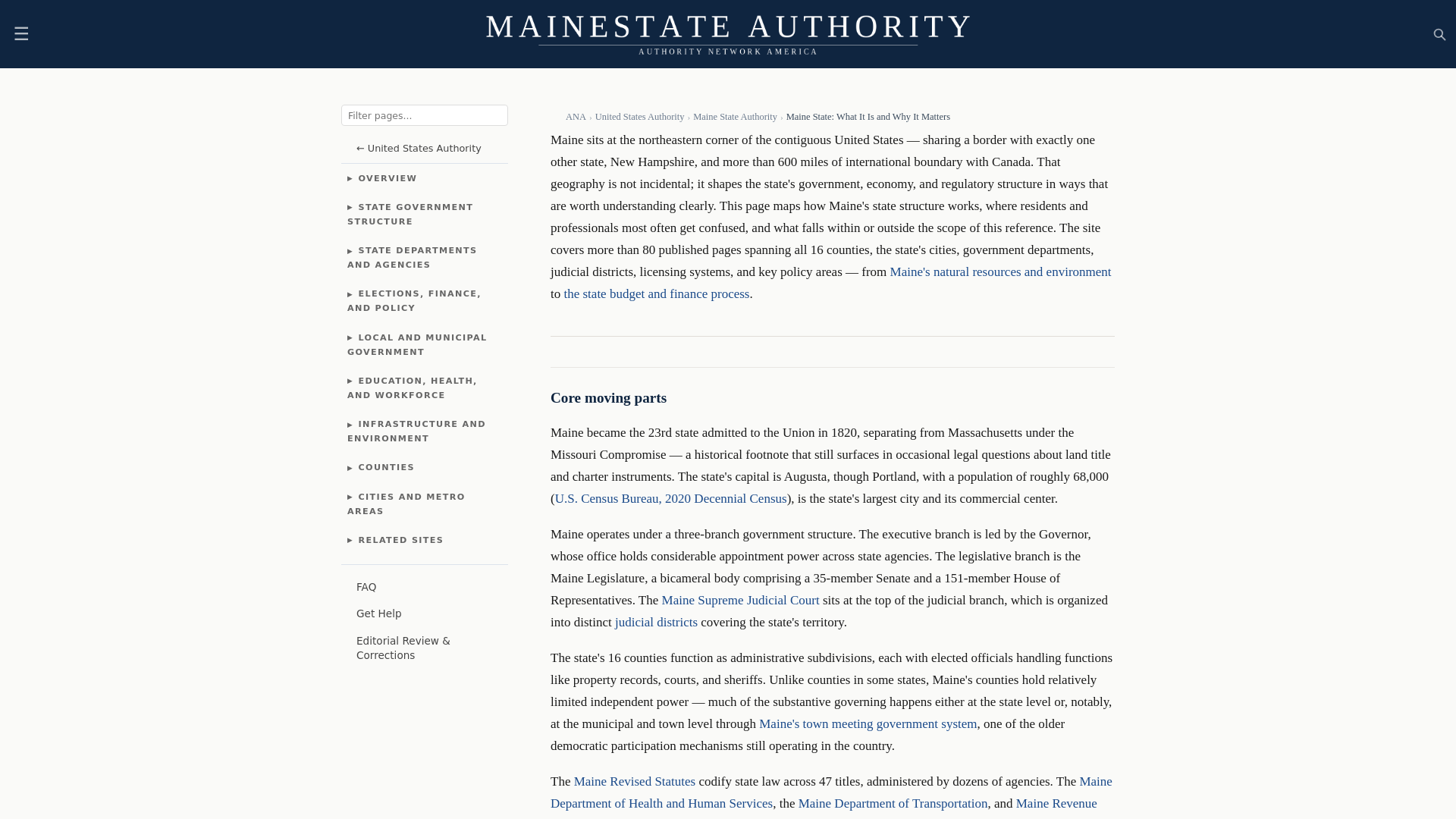 website screenshot of https://mainestateauthority.com/