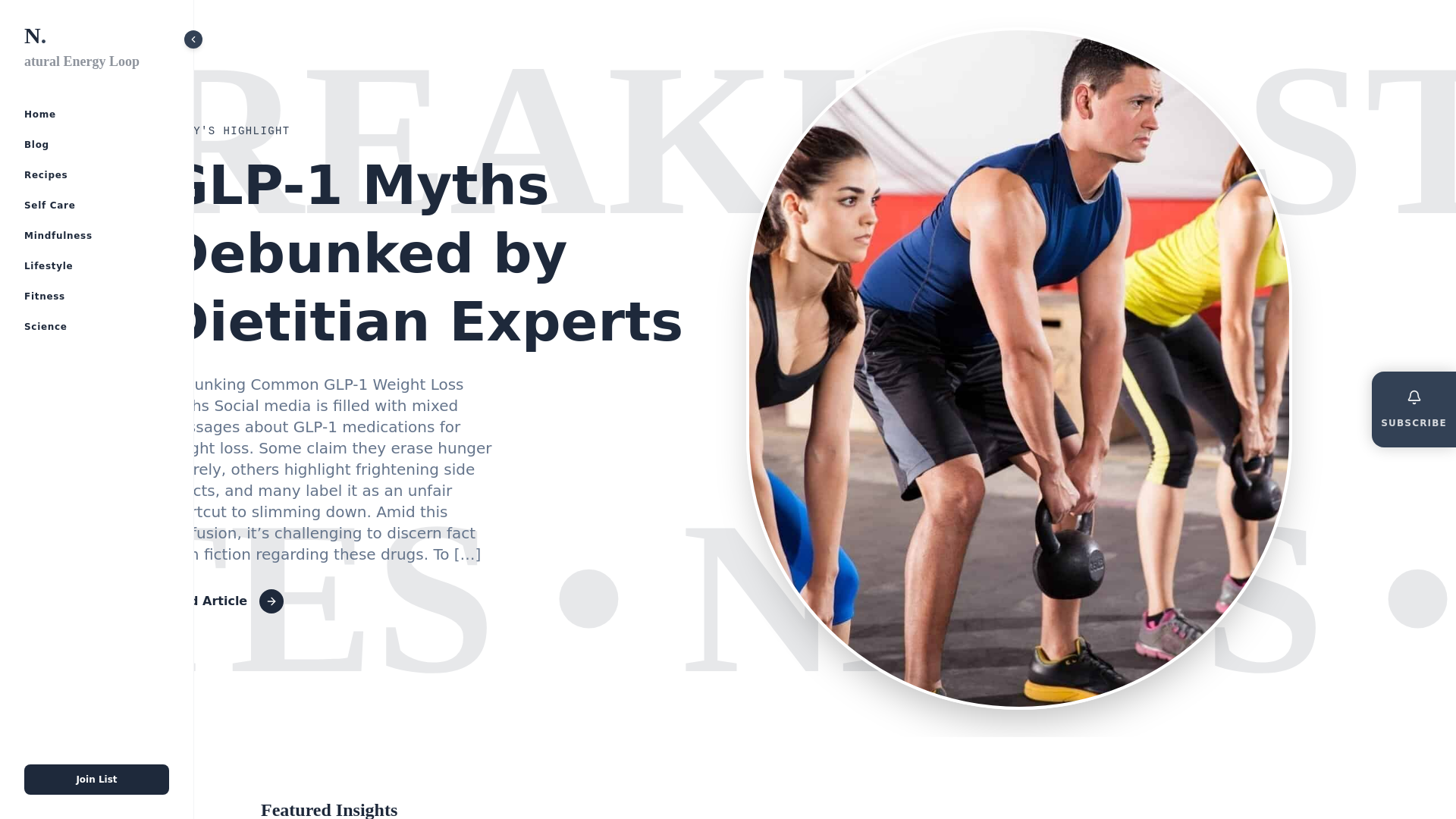 website screenshot of https://naturalenergyloop.com/