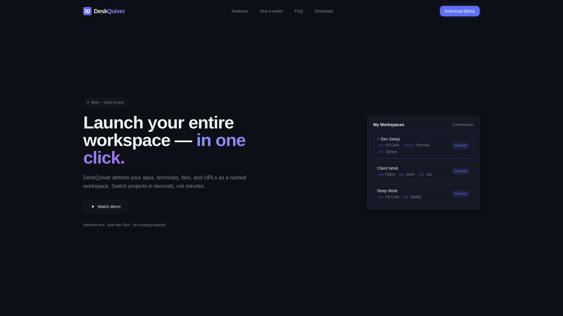 website screenshot of https://deskquiver.com/