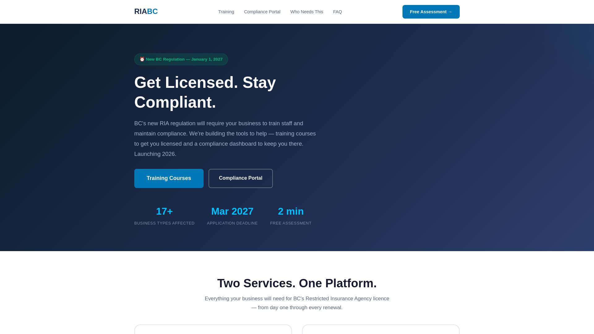 website screenshot of https://riabc.ca/