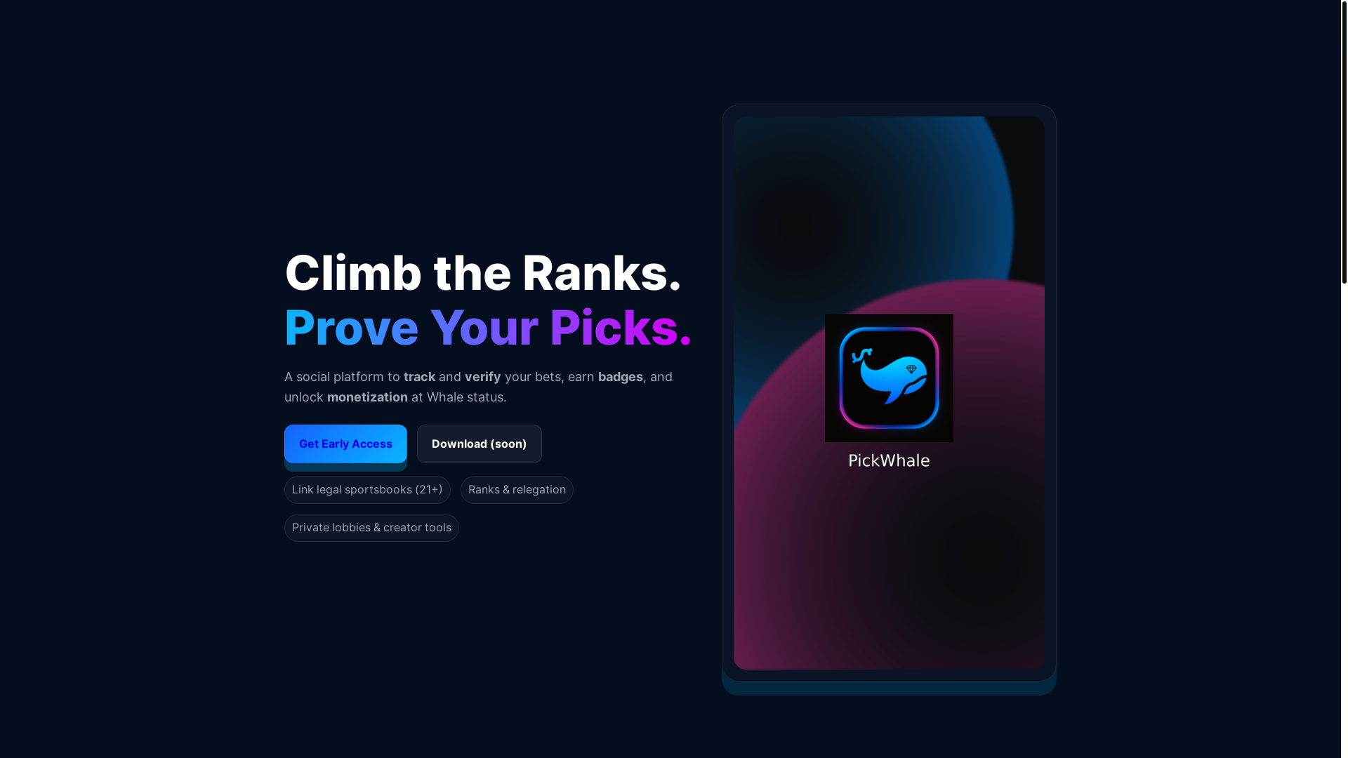 website screenshot of https://pickwhale.pages.dev/