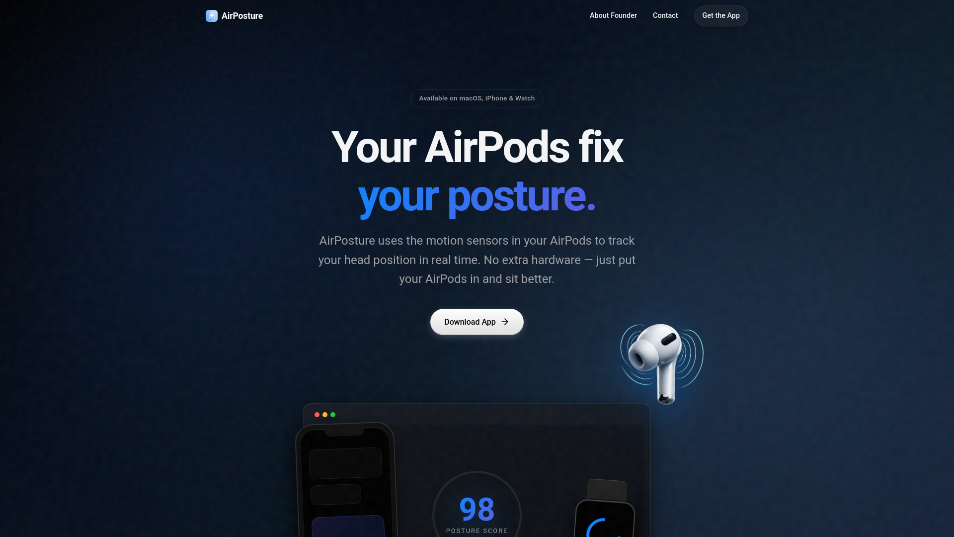 website screenshot of https://getairposture.com/