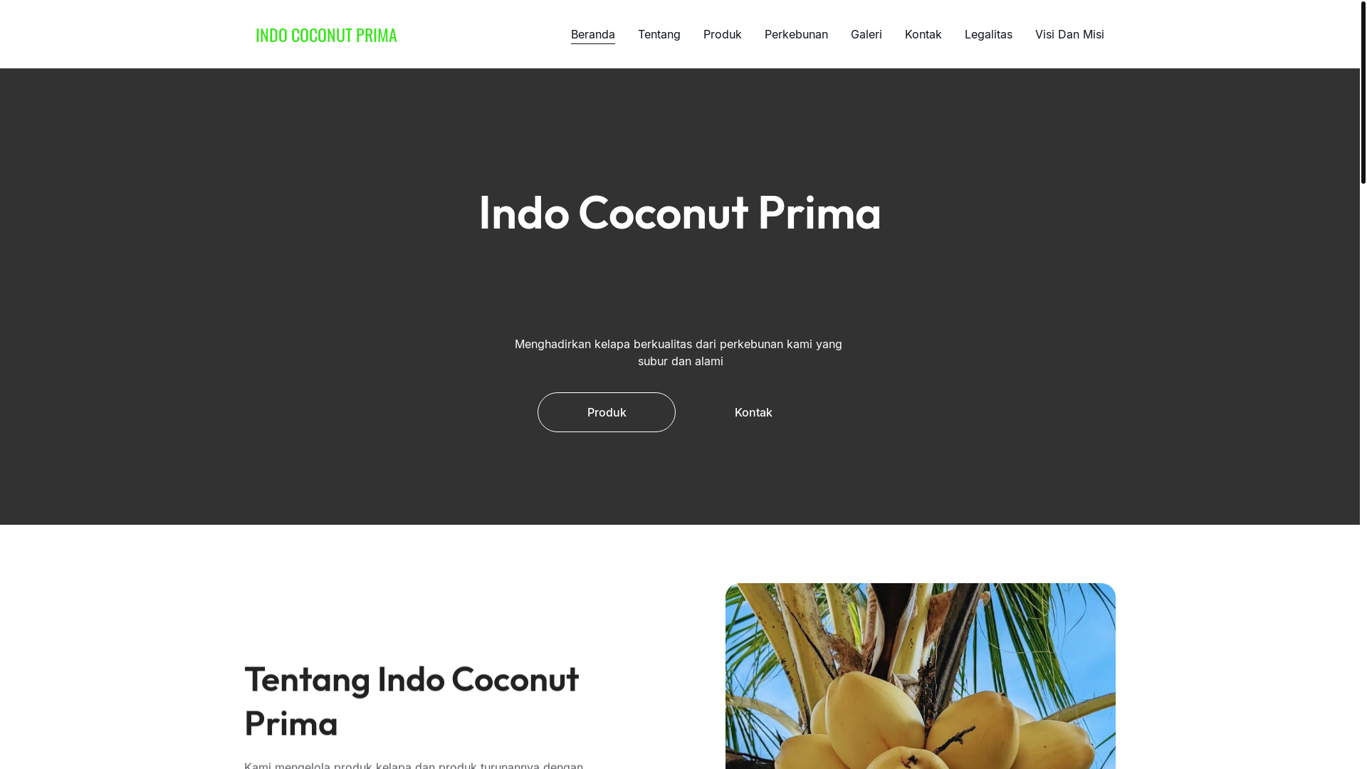 website screenshot of https://ptindococonutprima.com/