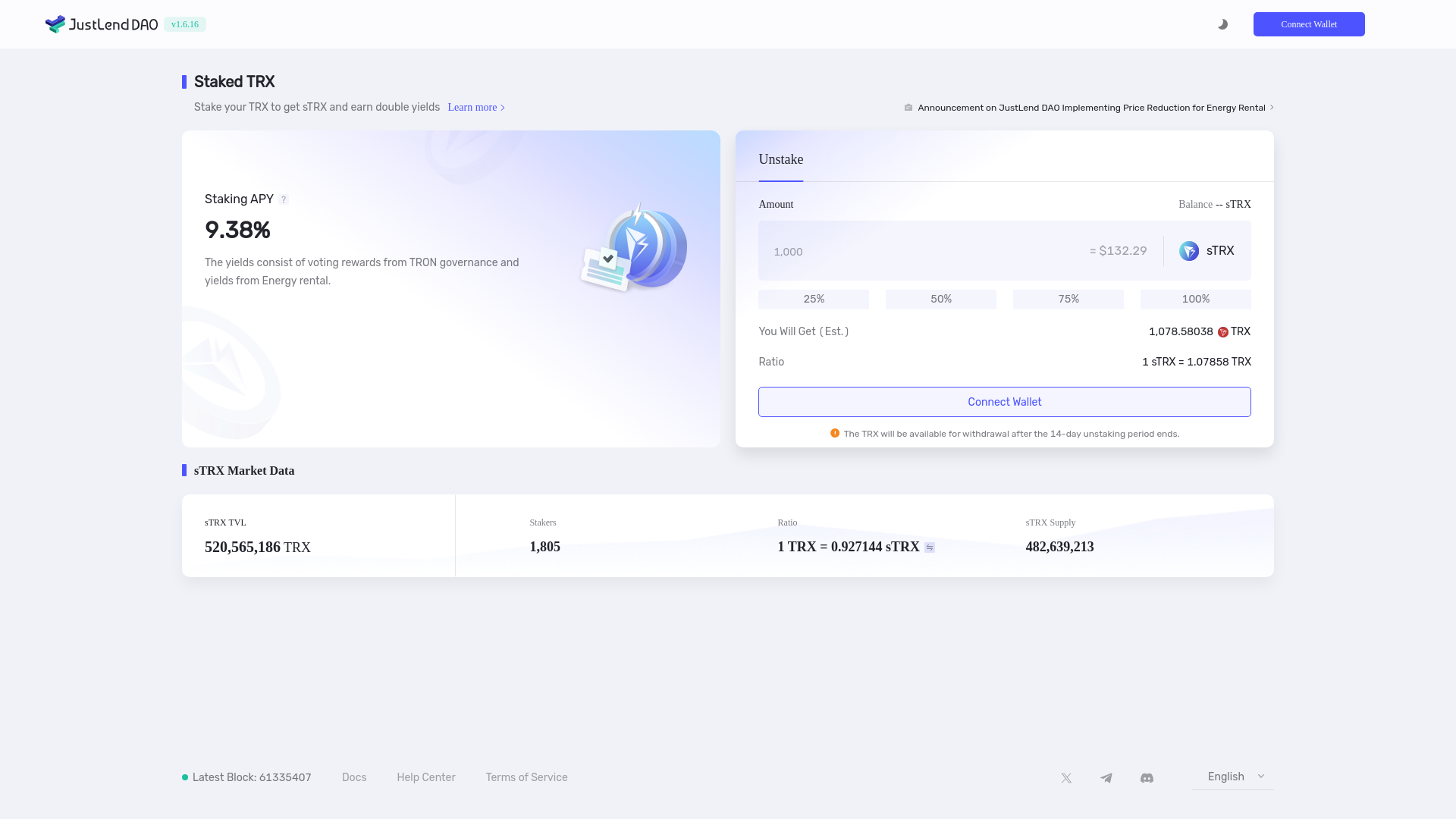 website screenshot of https://justlend-mining.pages.dev