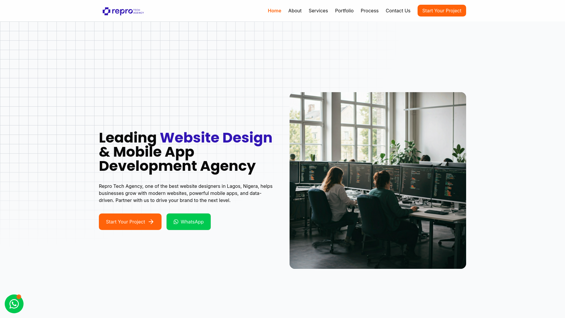 website screenshot of https://reprotechagency.com