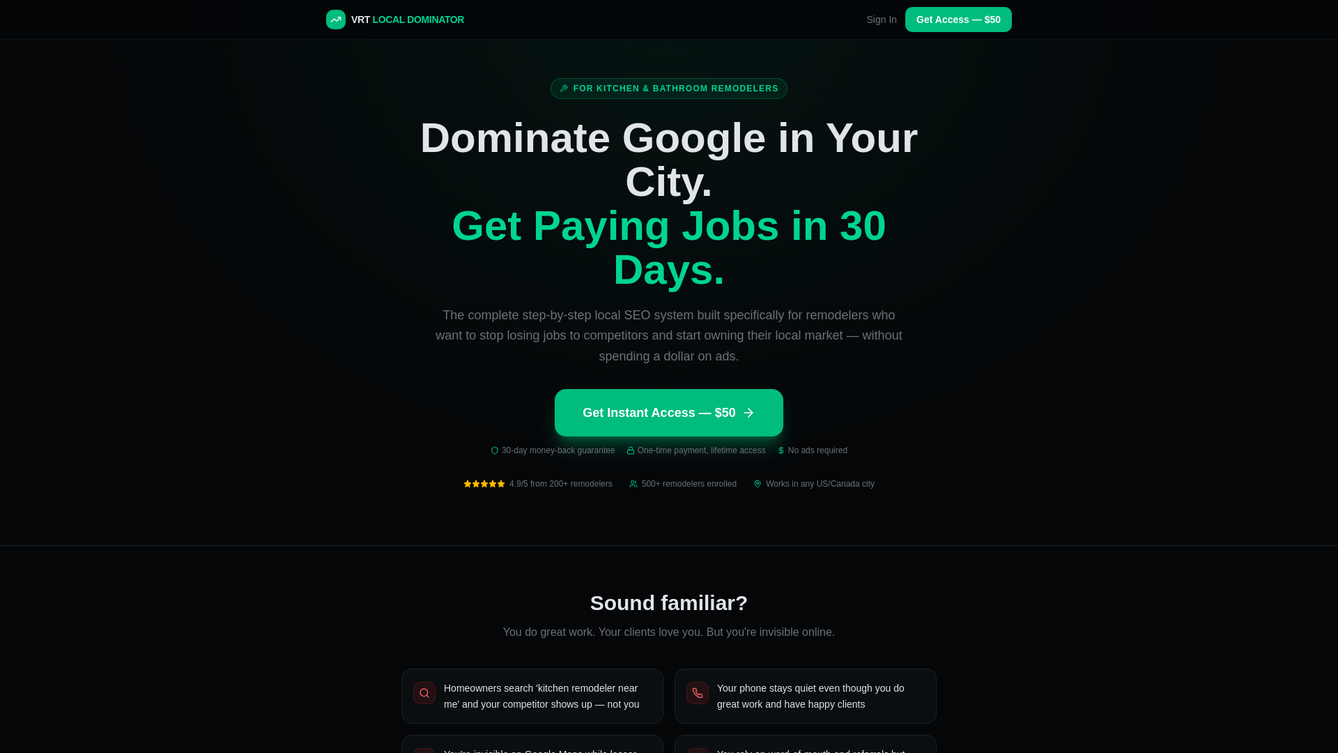 website screenshot of https://vrtlocaldominator.com/