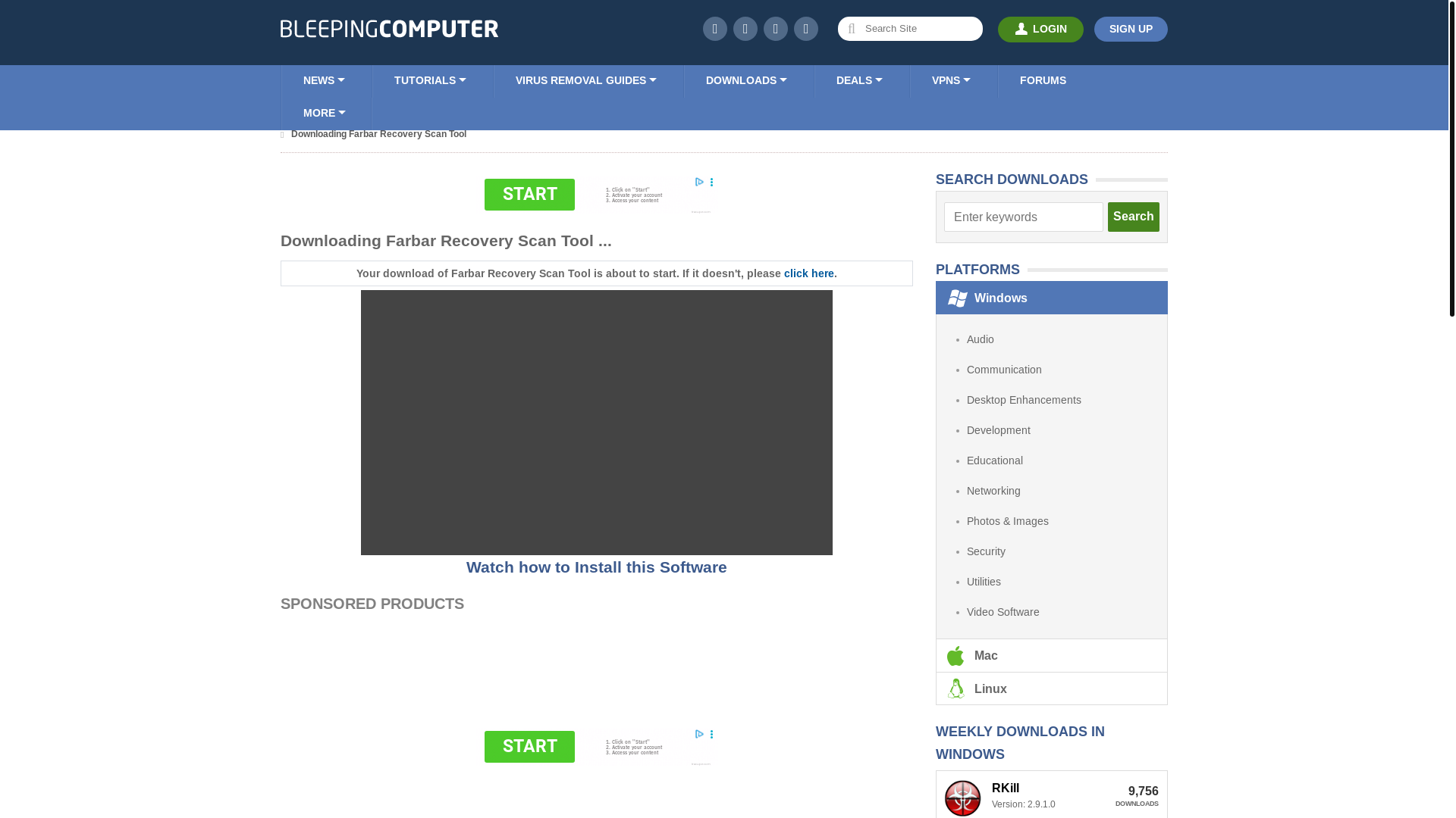 website screenshot of https://www.bleepingcomputer.com/download/farbar-recovery-scan-tool/dl/82/