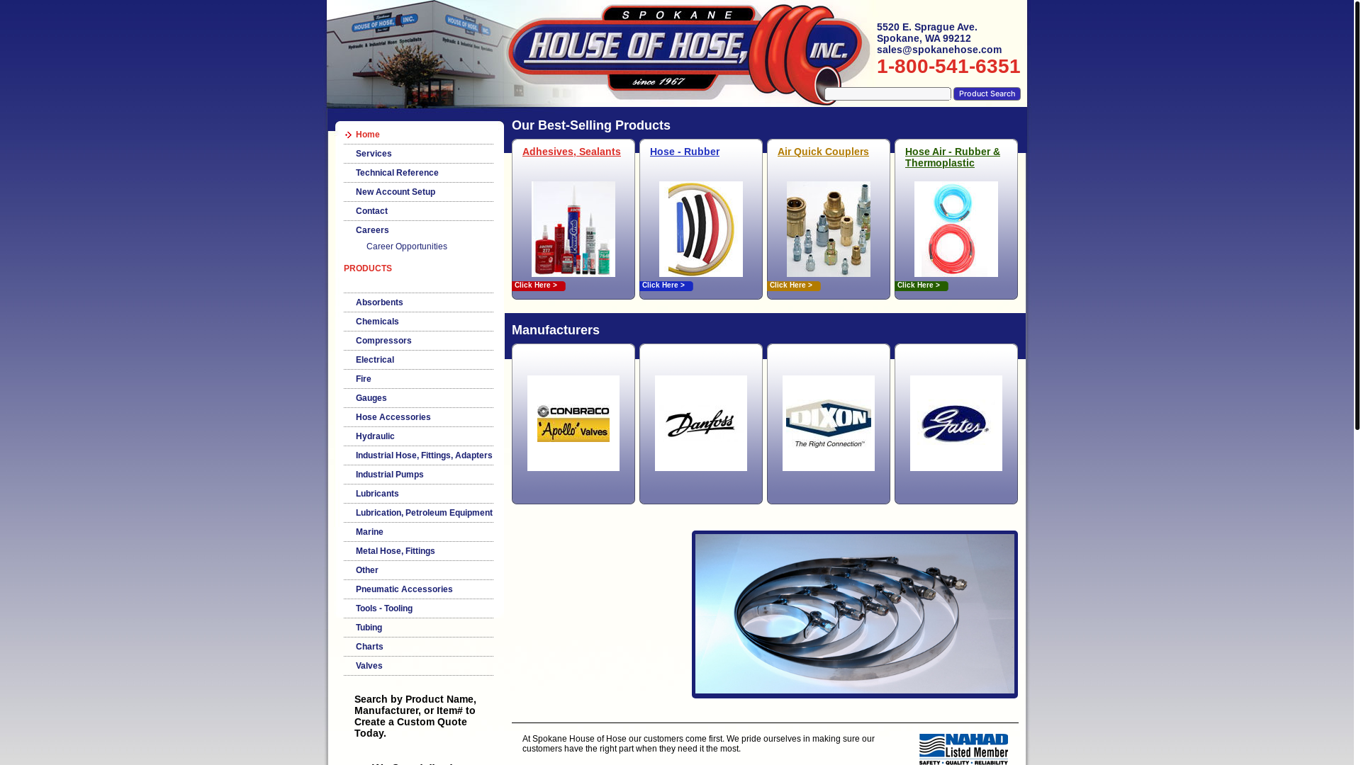 website screenshot of https://spokanehoses.com/