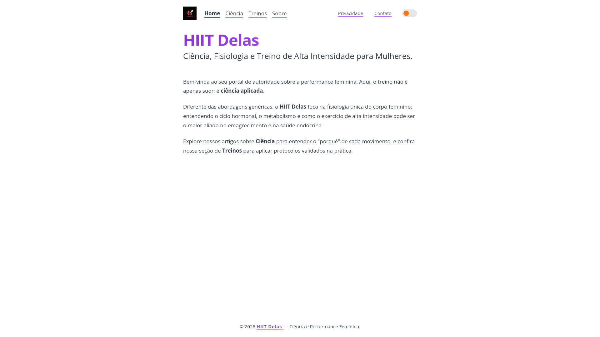 website screenshot of https://hiitdelas.com.br/