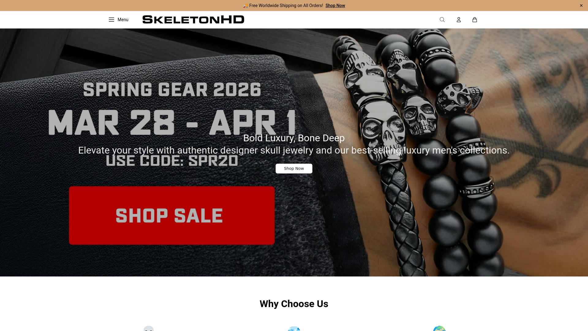 website screenshot of https://getskeletonhd.shop