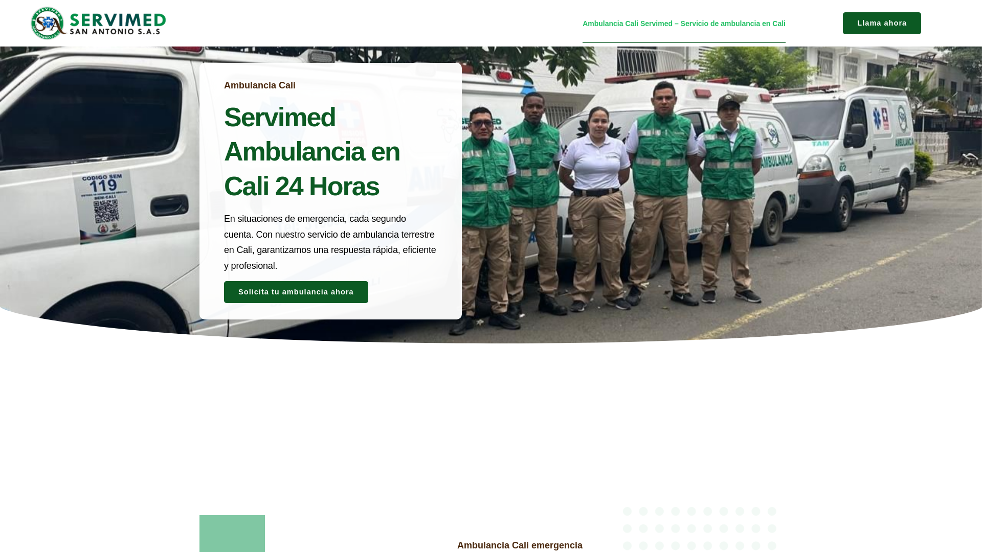 website screenshot of https://ambulanciascali-servimed.com/