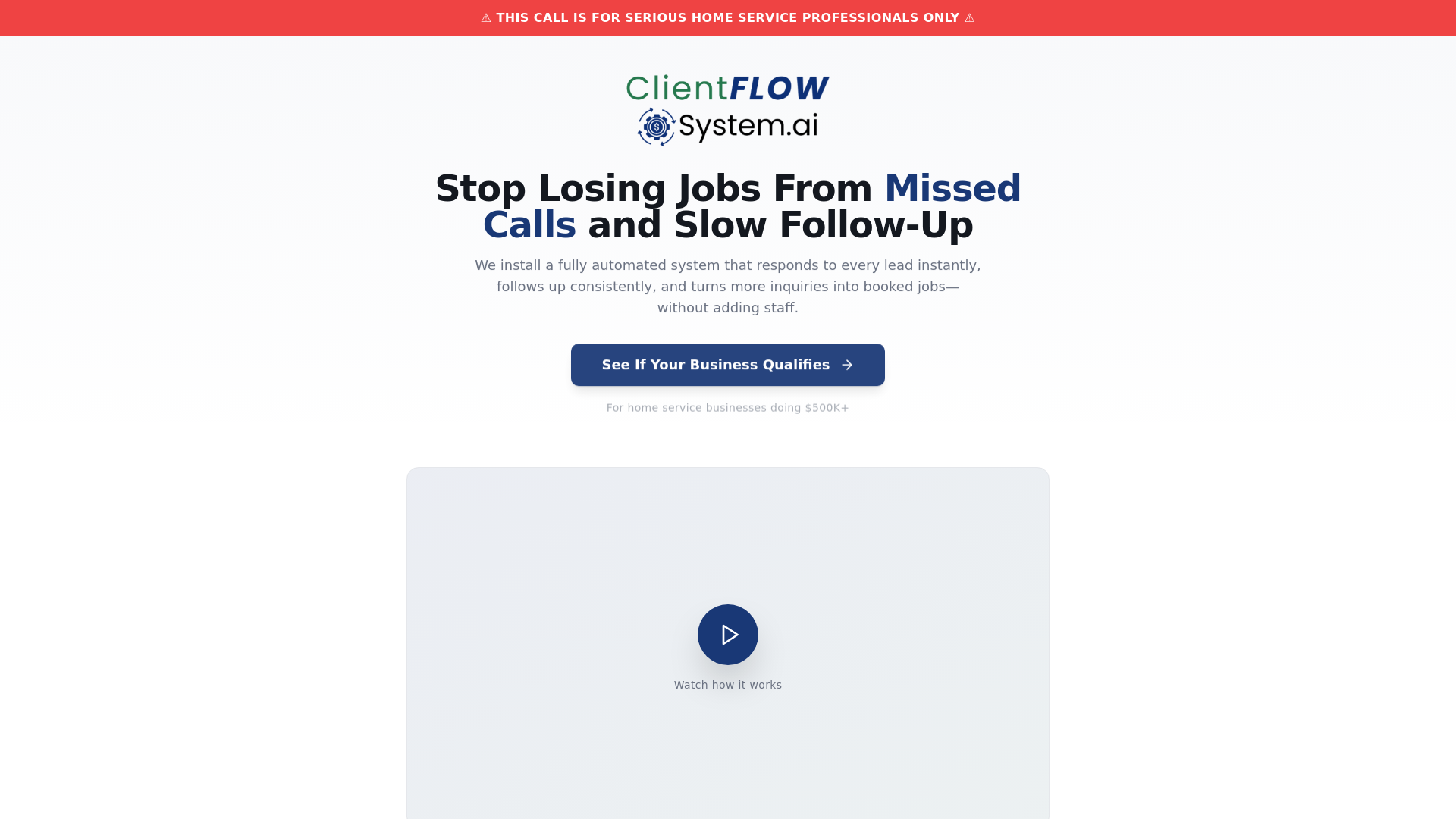 website screenshot of https://clientflowsystem.ai