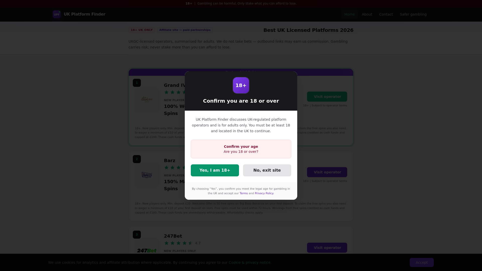 website screenshot of https://ukplatformfinder.com/