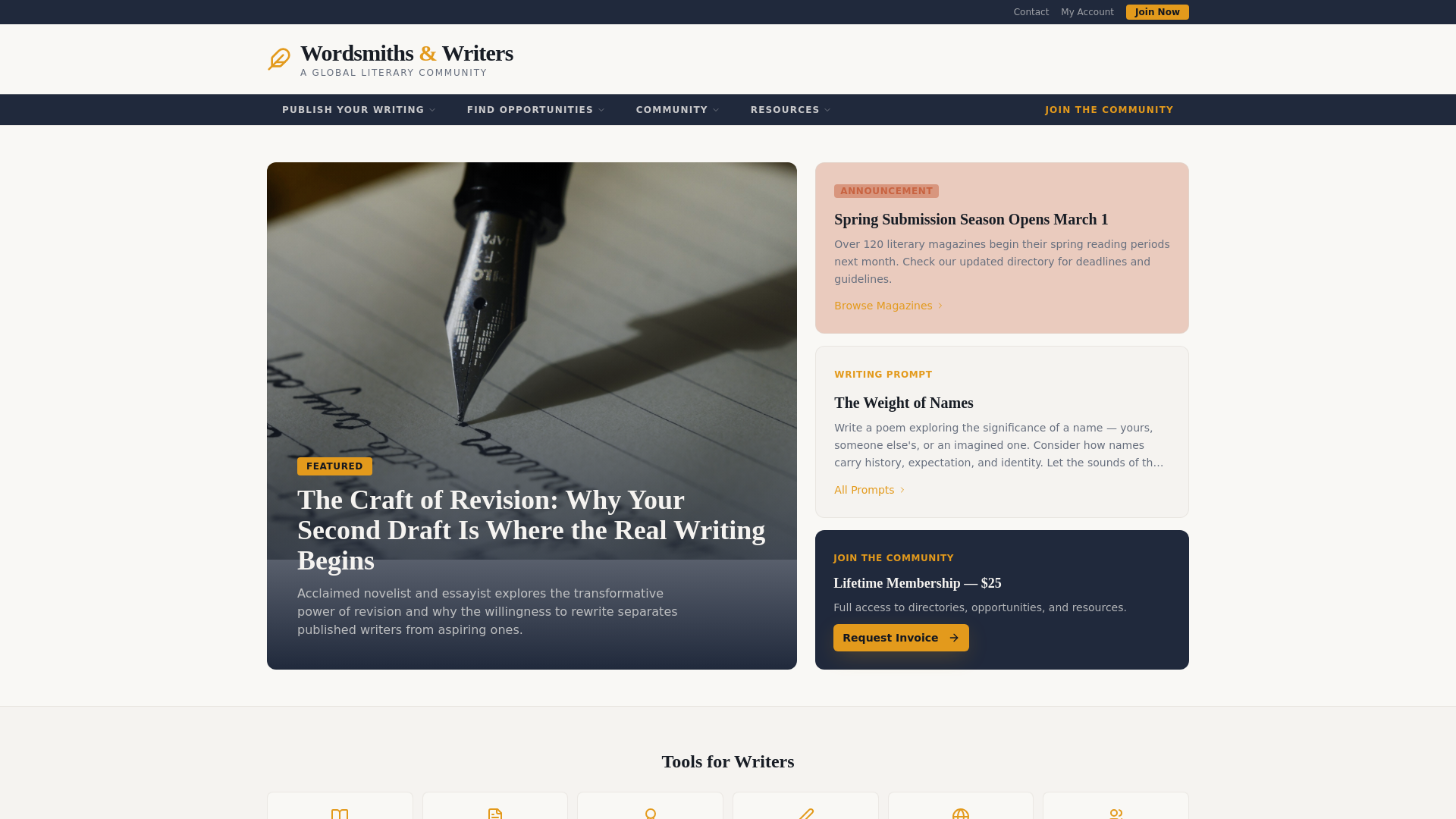 website screenshot of https://wordsmithswriters.us/