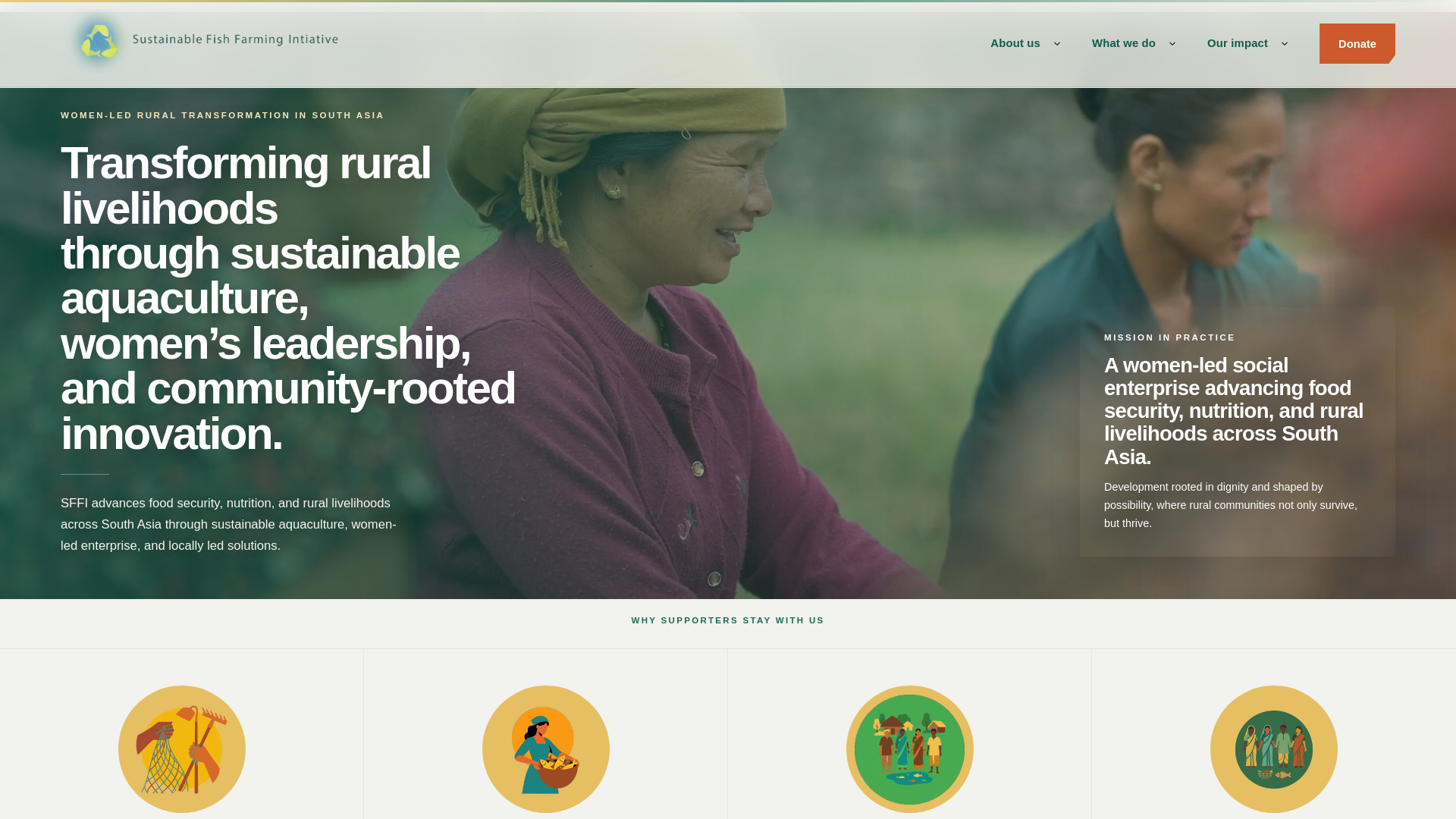 website screenshot of https://sustainablefishfarms.org