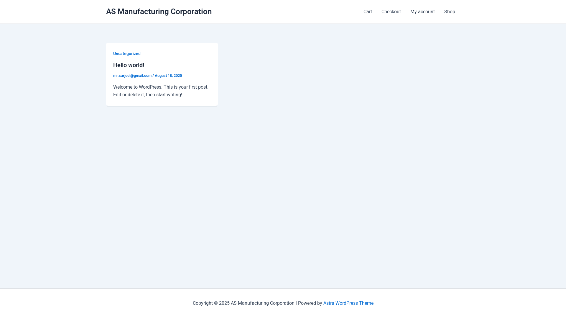 website screenshot of https://asmanufacturingcorp.store/