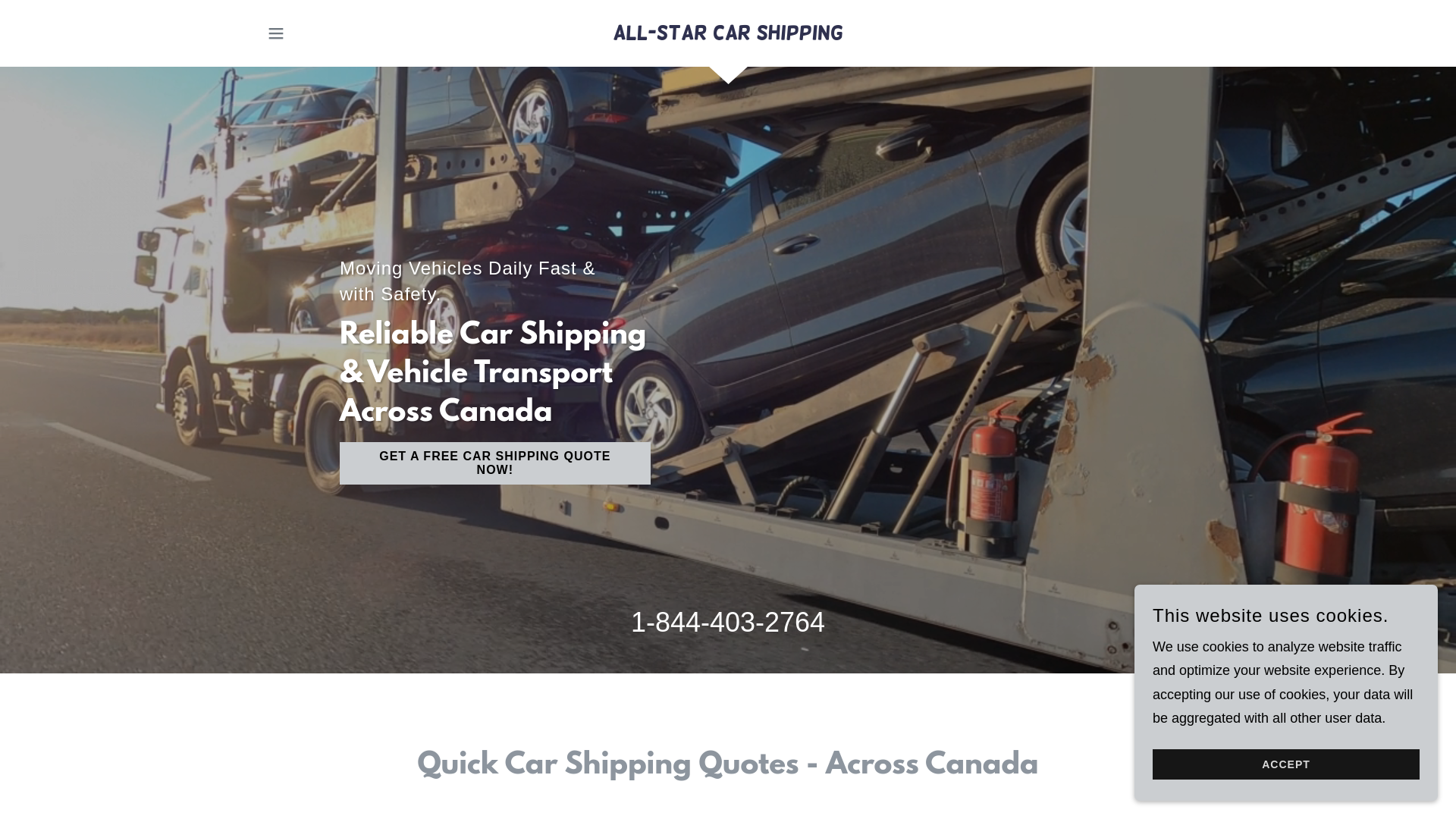 website screenshot of https://allstarautotransport.ca