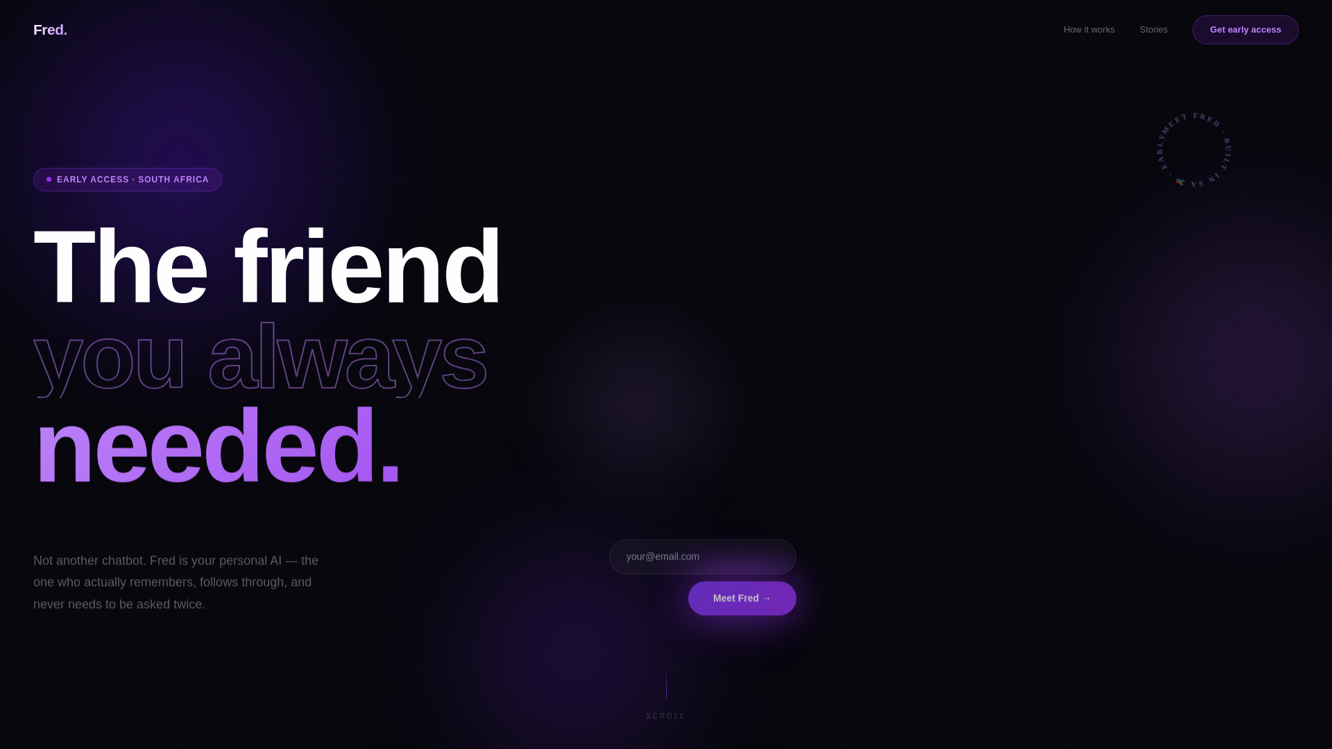 website screenshot of https://meetfred.co.za