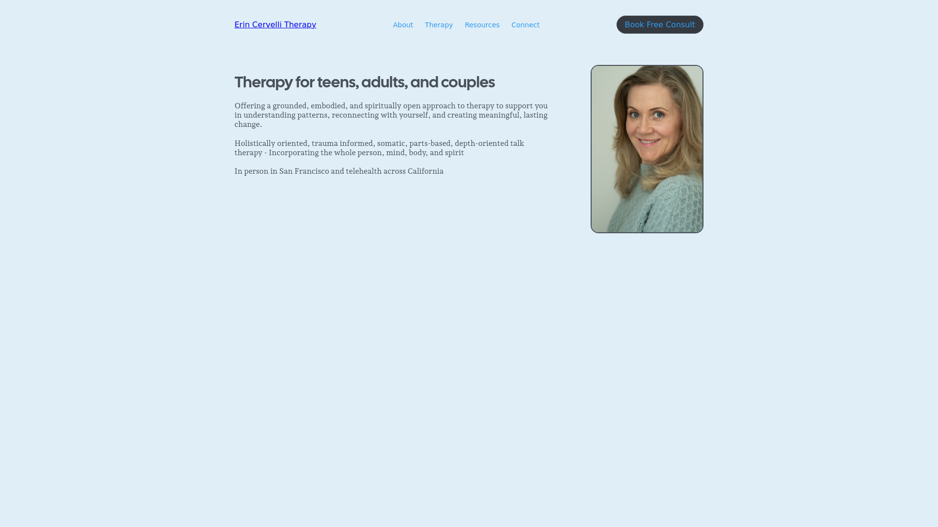 website screenshot of https://erincervelli-com.pages.dev/
