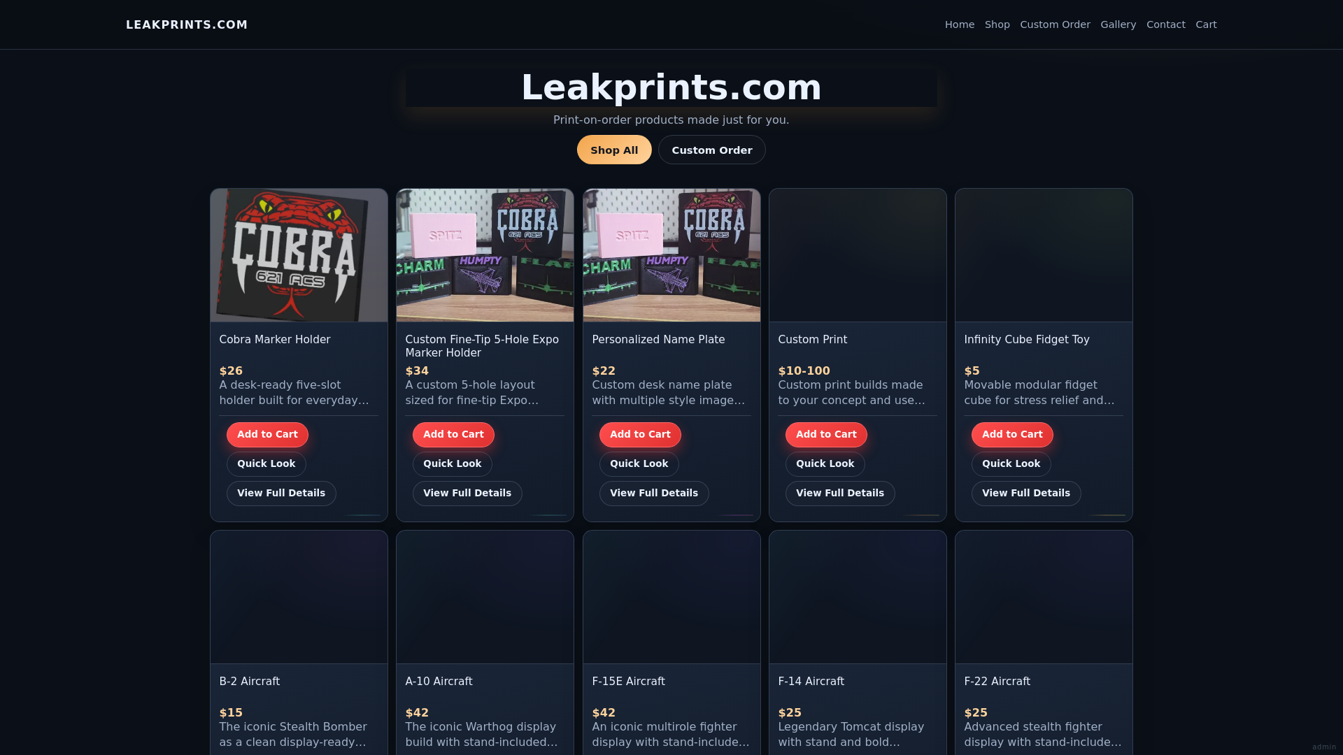 website screenshot of https://leakprints.com/