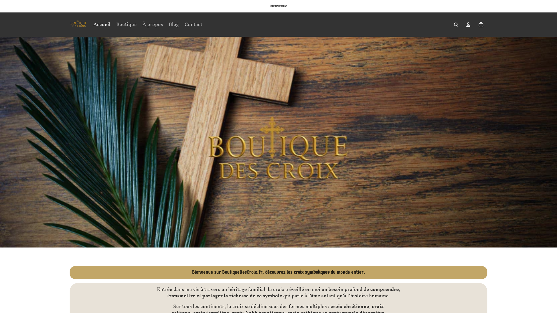 website screenshot of https://boutiquedescroix.fr