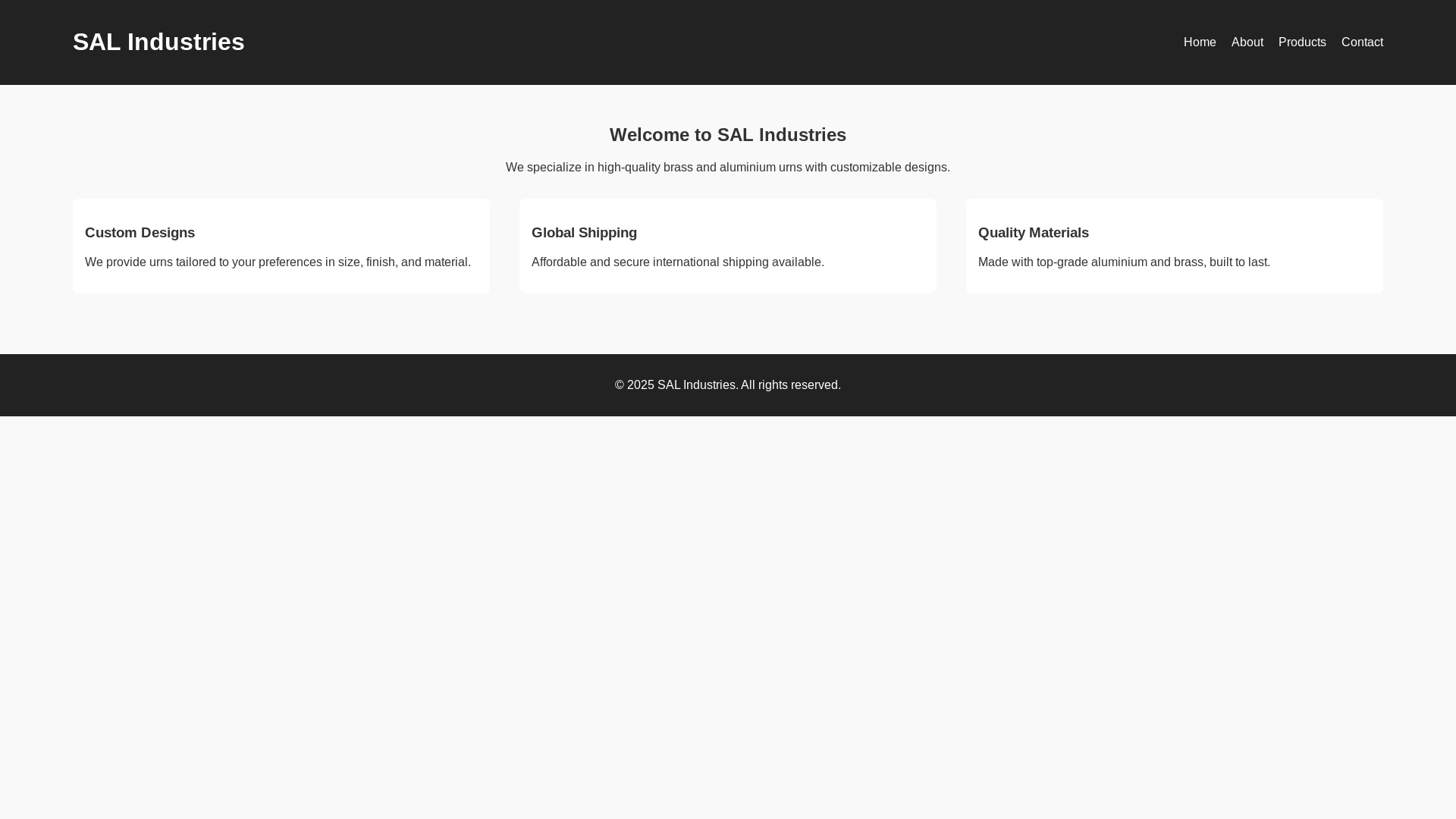 website screenshot of https://salindustries.in/