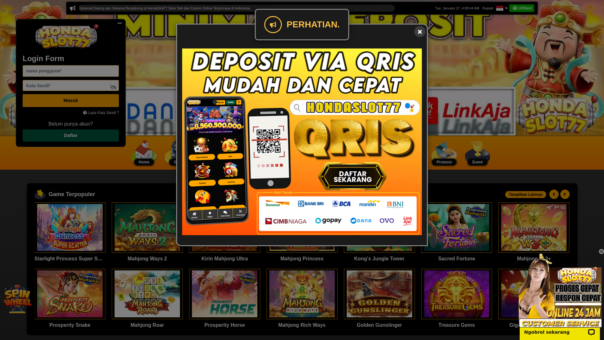 website screenshot of https://13hondaslot77.com/