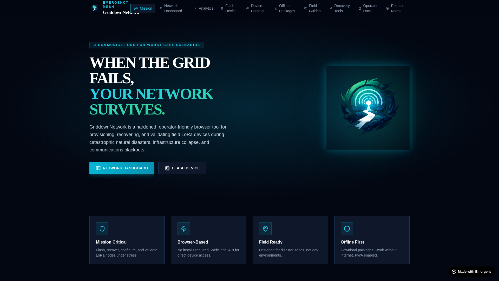 website screenshot of https://griddownnetwork.com/