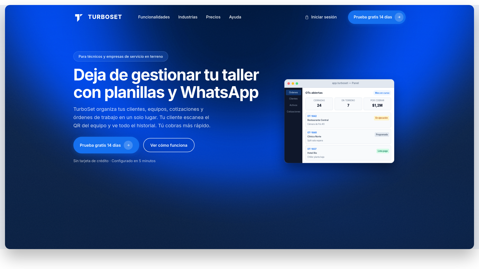website screenshot of https://turboset.app