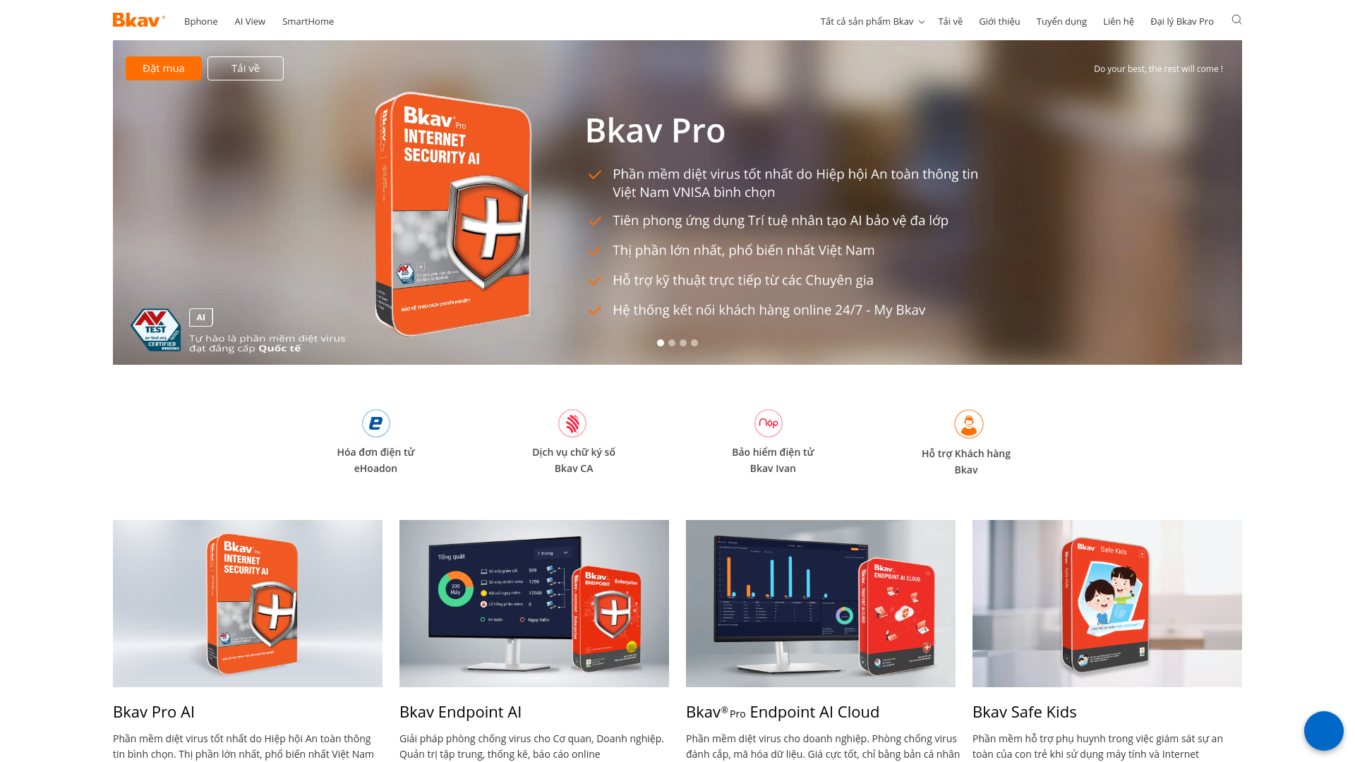 website screenshot of https://bkav.com/