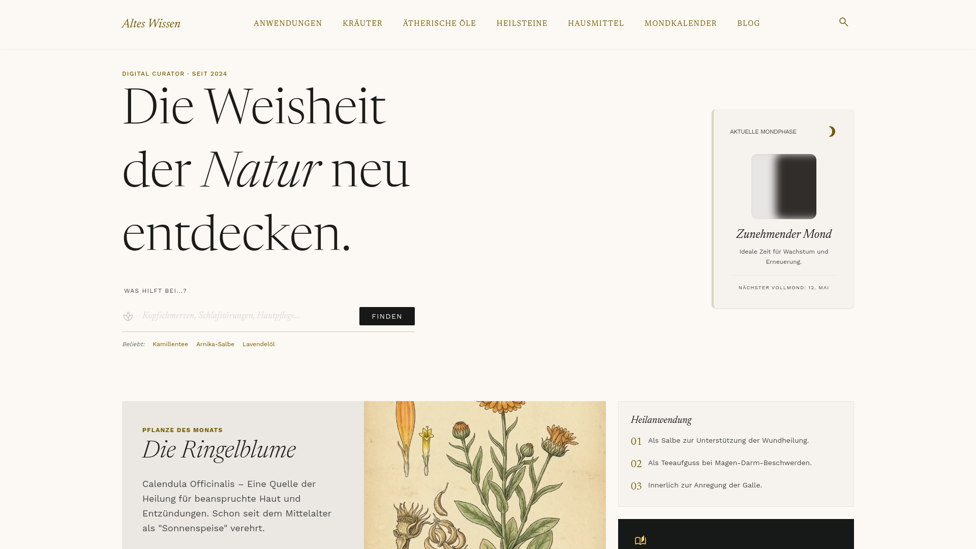 website screenshot of https://altes-wissen-staging.pages.dev/