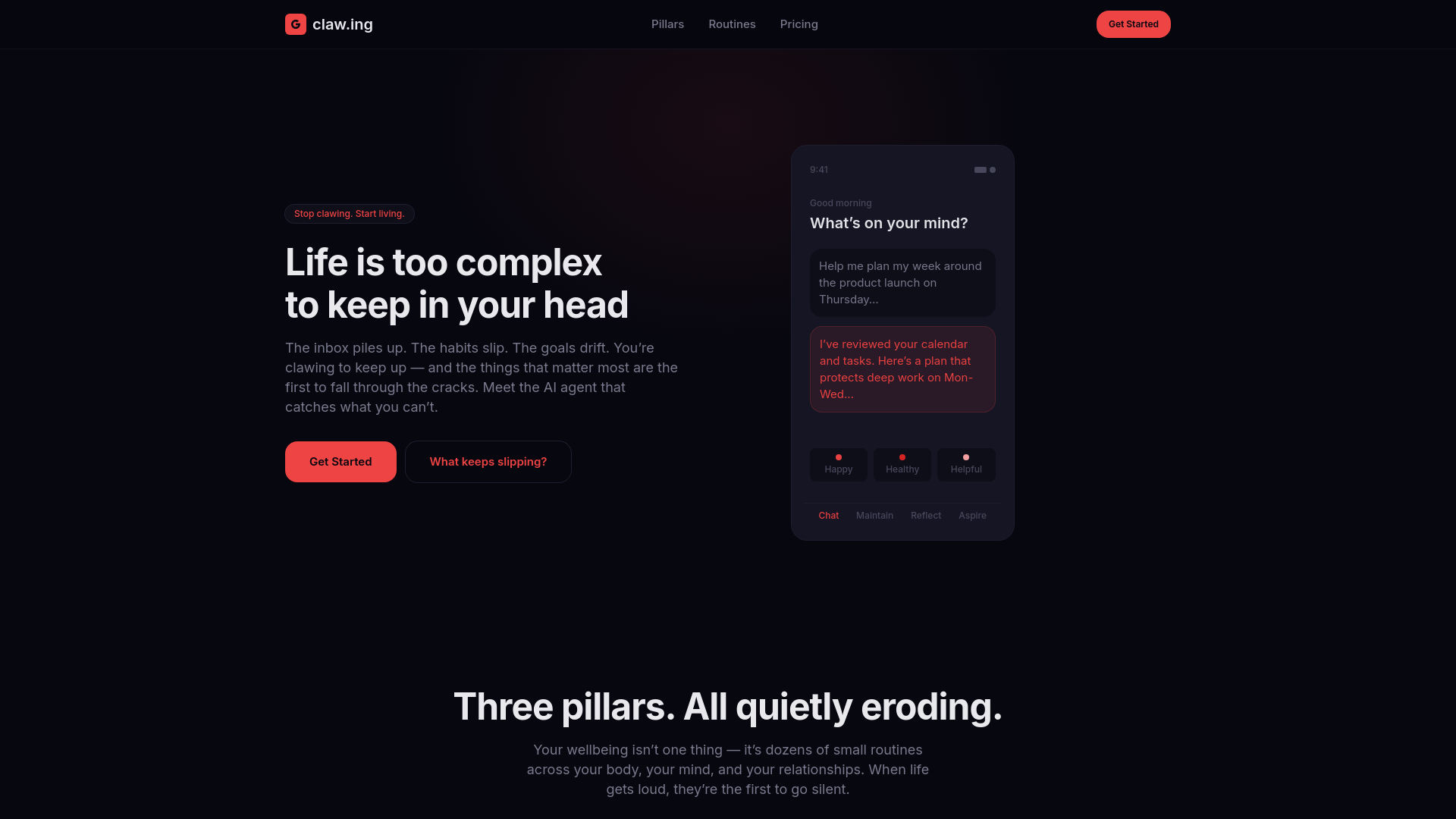 website screenshot of https://clawing.pages.dev/