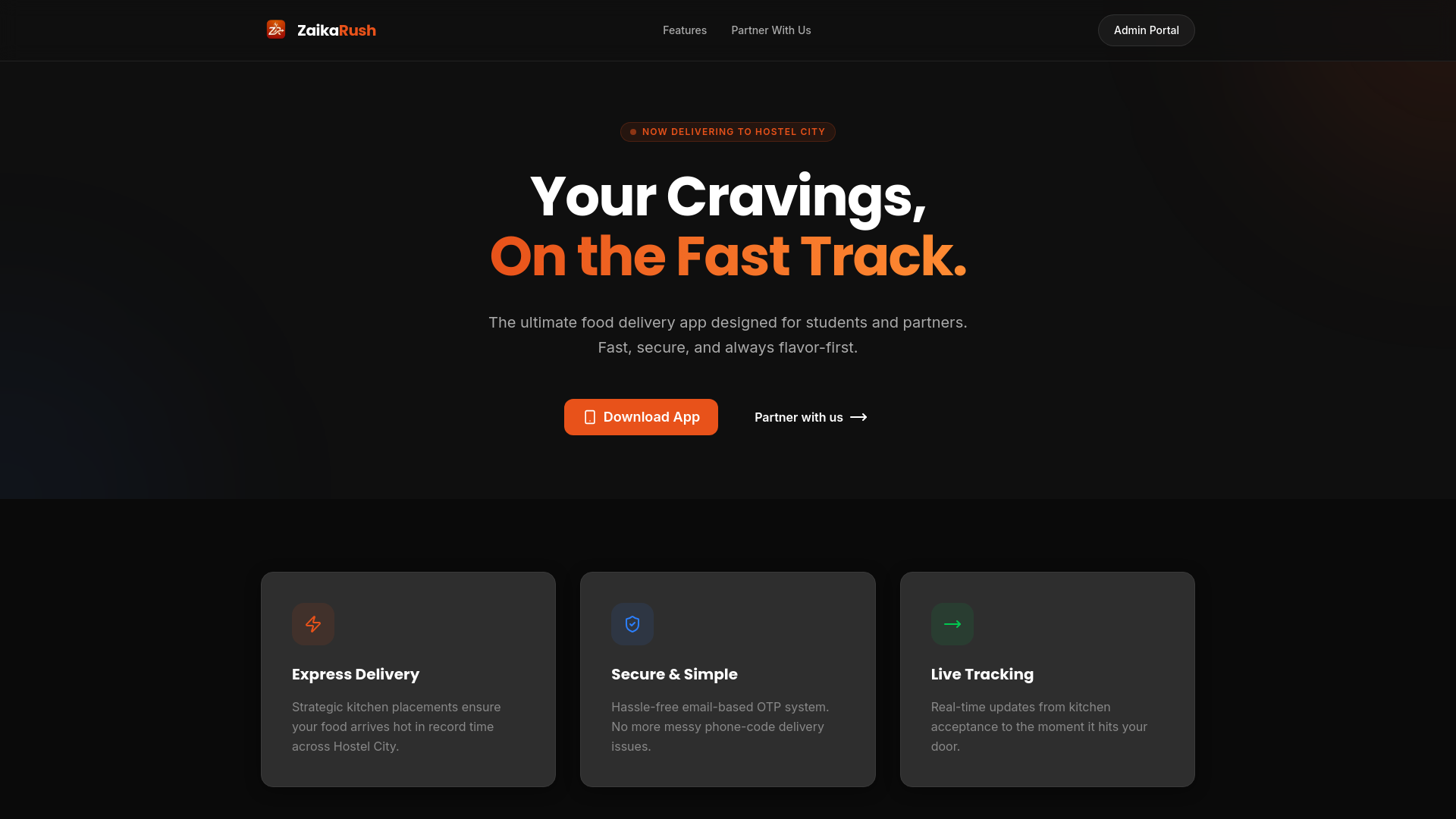 website screenshot of https://zaikarush.com/