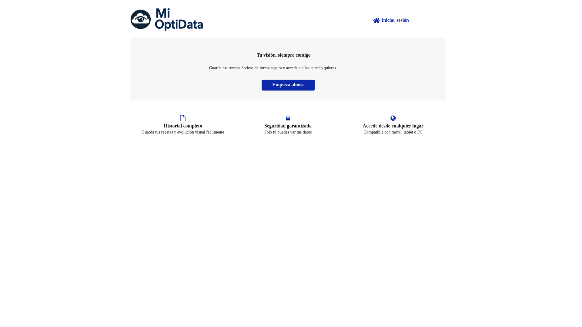 website screenshot of https://mioptidata.com/
