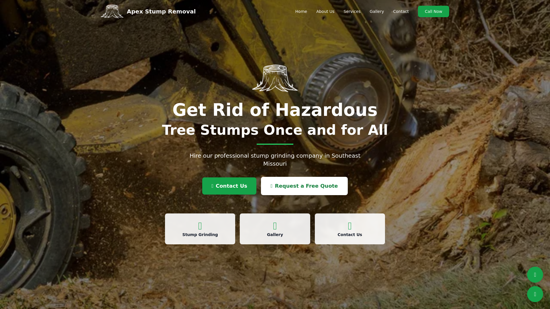 website screenshot of https://apexstumpremovals.com/