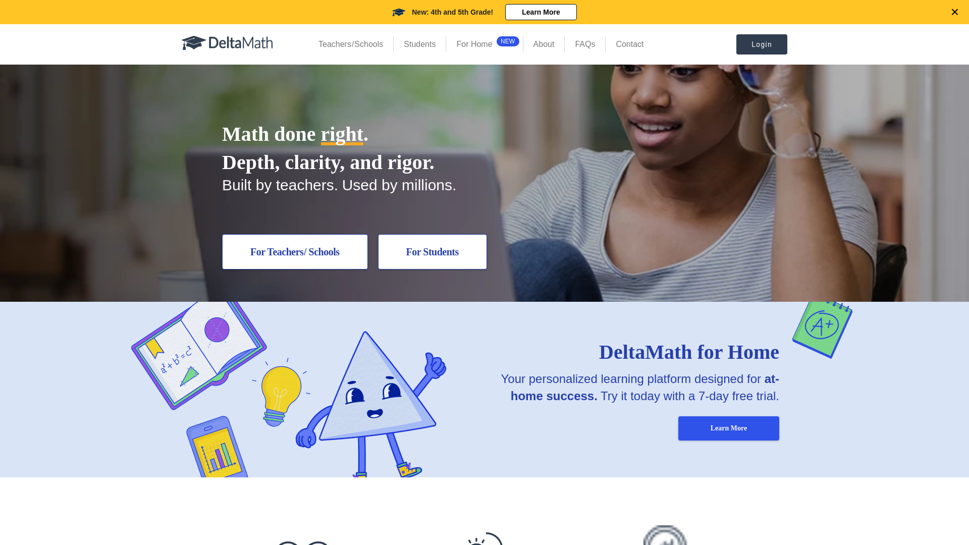 website screenshot of https://www.deltamath.com
