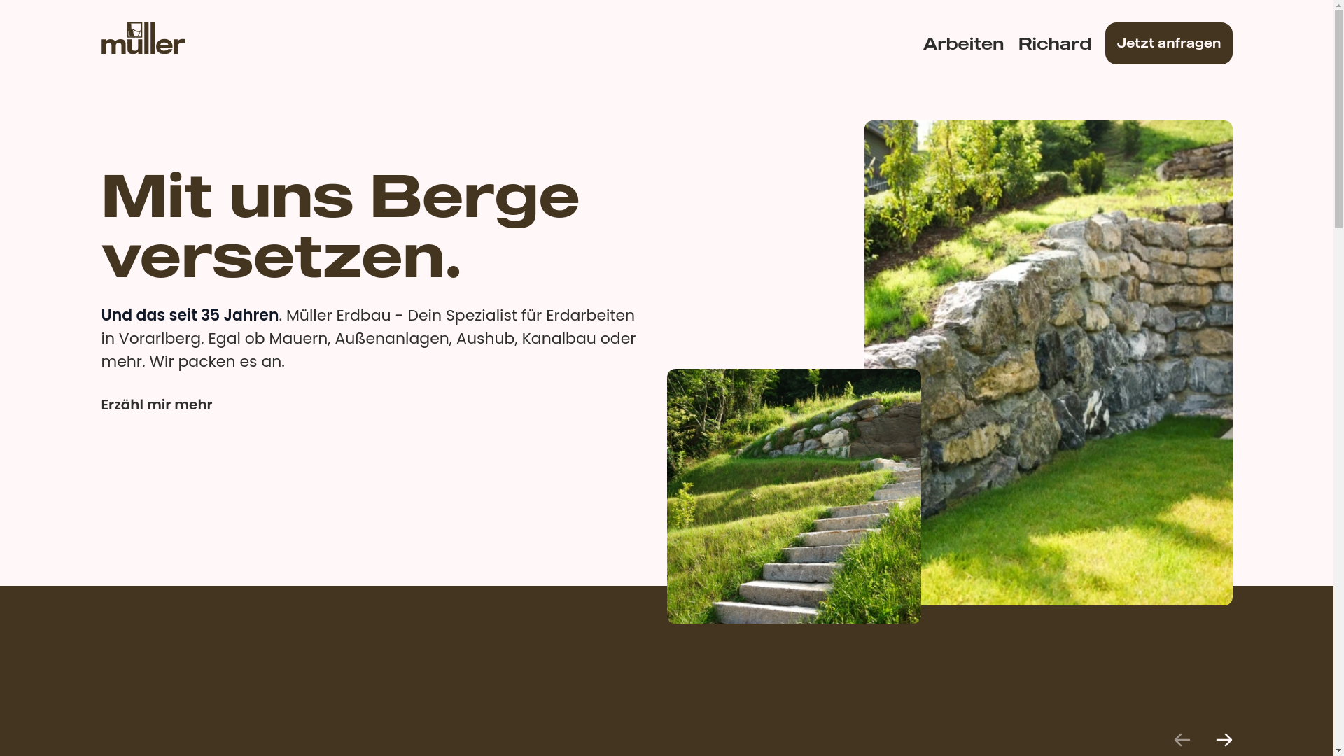 website screenshot of https://muellererdbau.com/