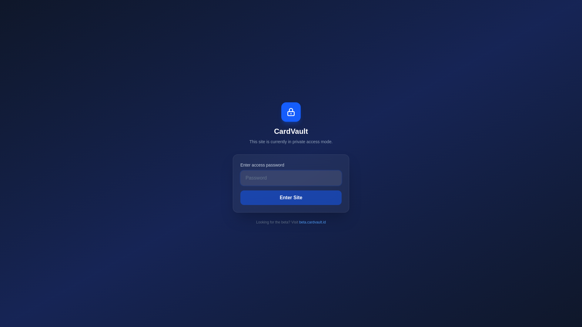 website screenshot of https://cardvault.id/