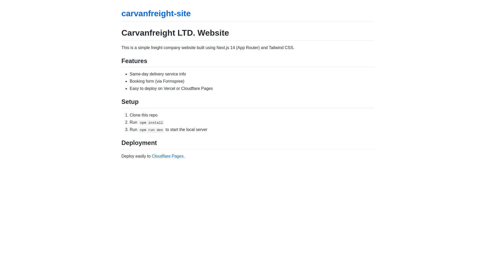 website screenshot of https://carvanfreight.com/
