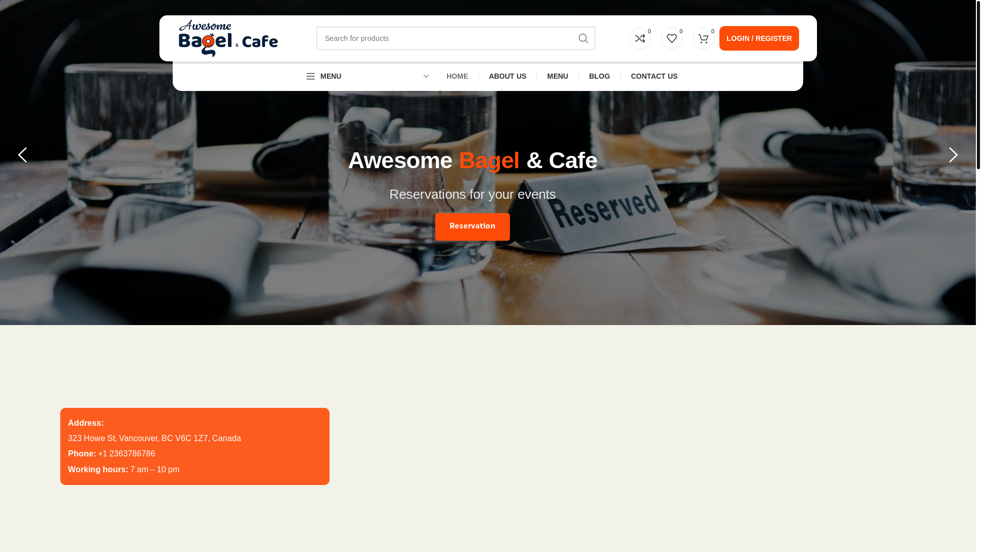 website screenshot of https://awesomebagelcafe.com/