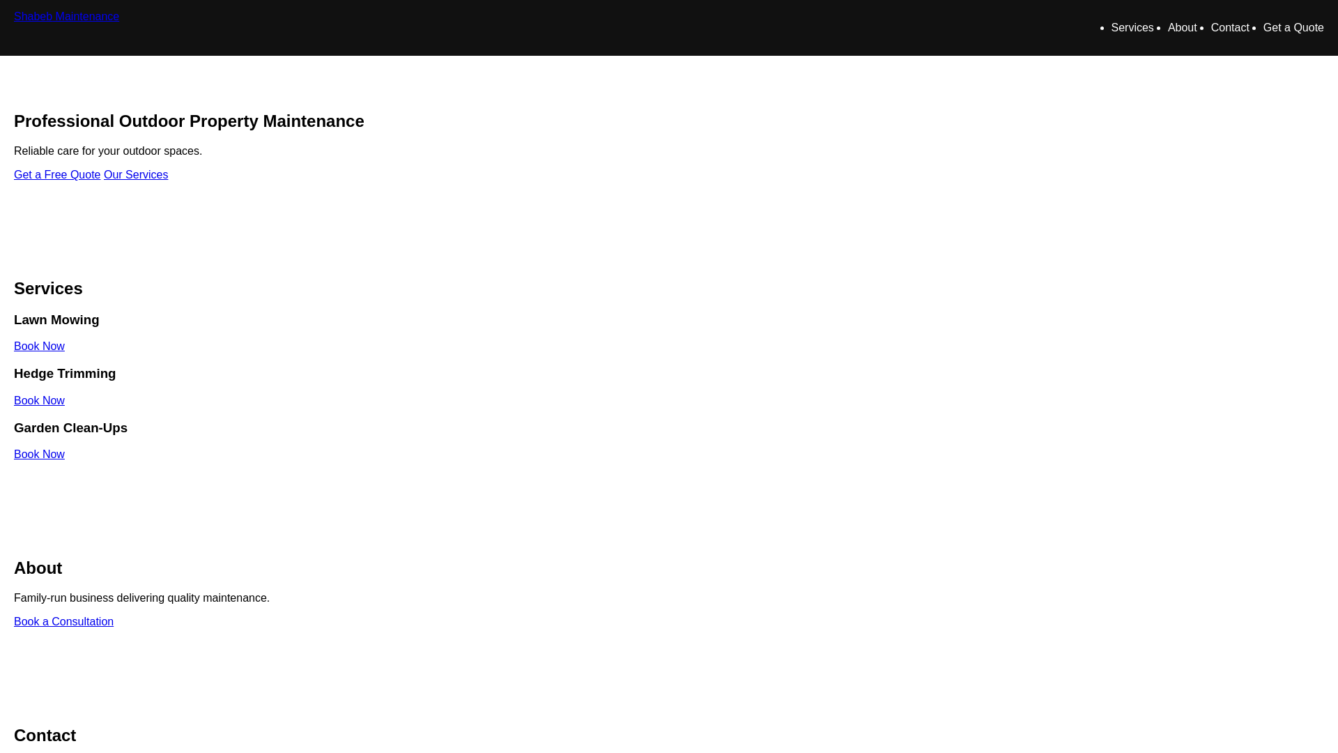 website screenshot of https://shabebmaintenance.pages.dev/