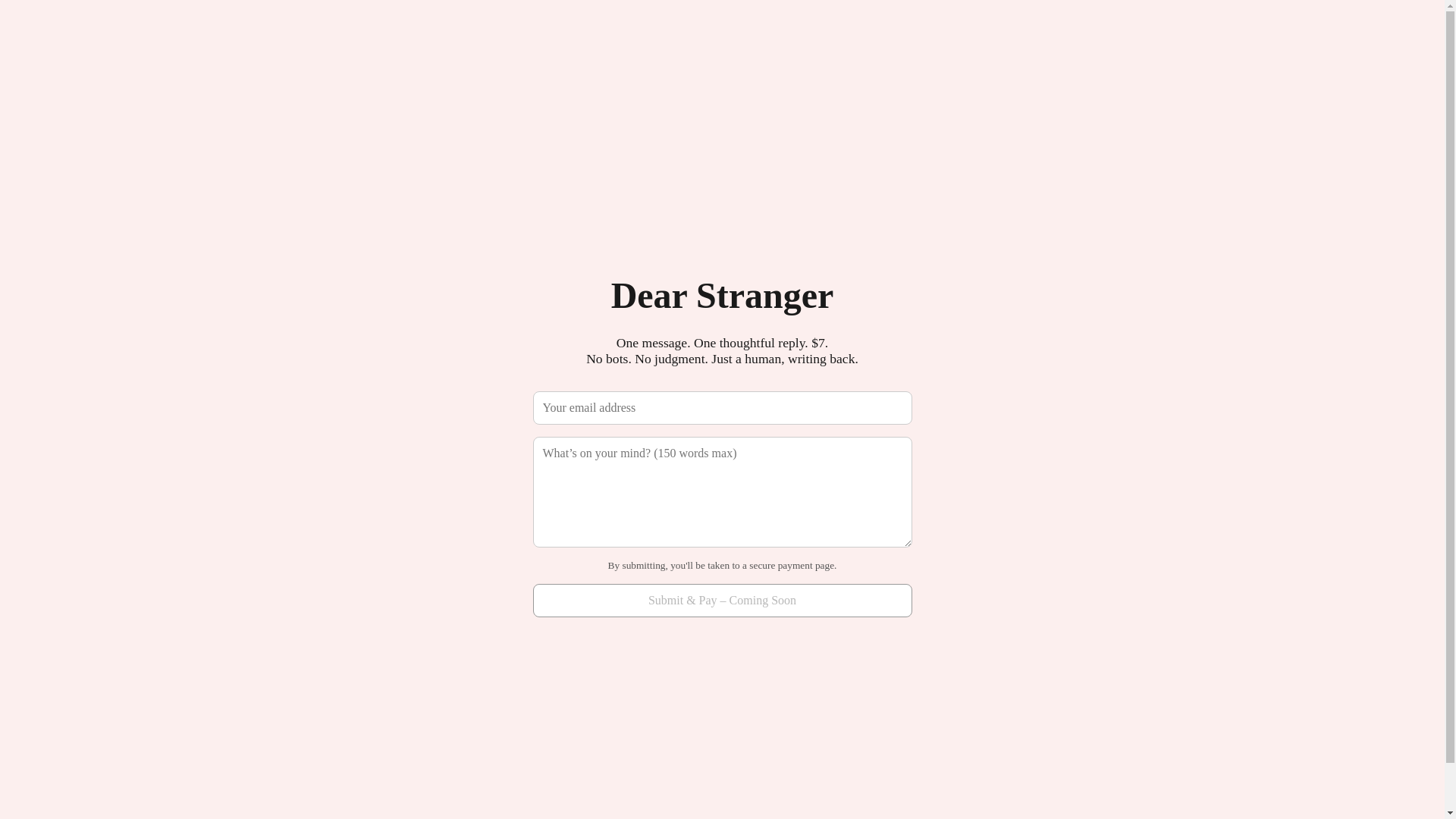 website screenshot of https://dear-stranger.io/