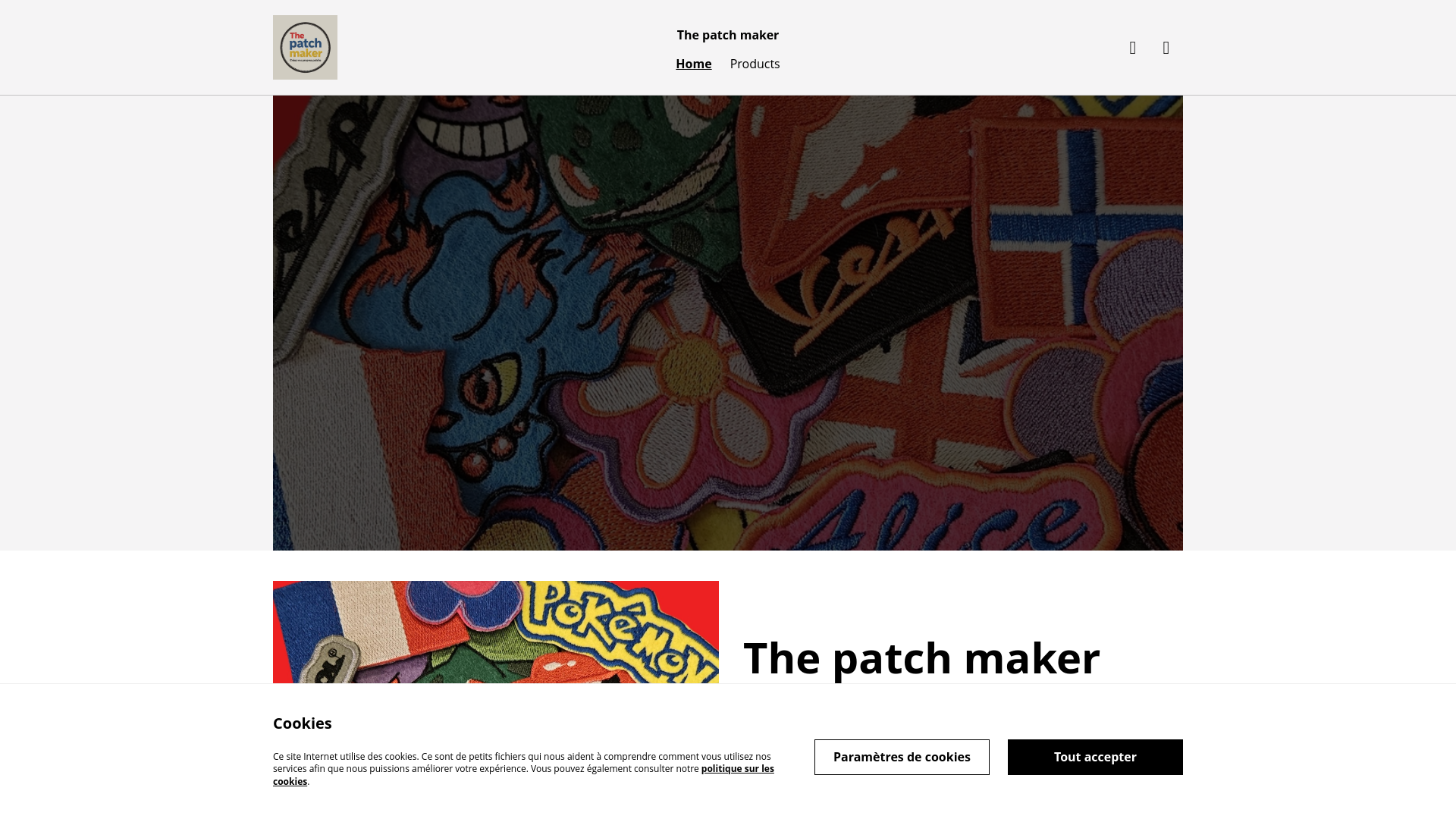 website screenshot of https://thepatchmaker.eu/