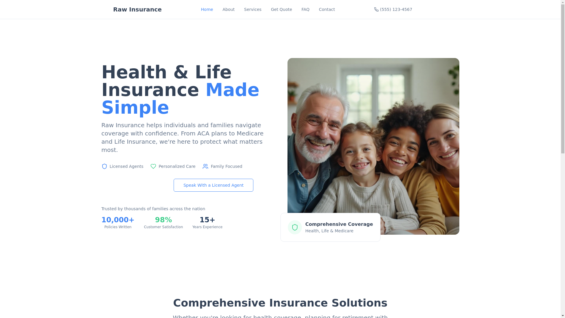 website screenshot of https://raw-insurance.com/