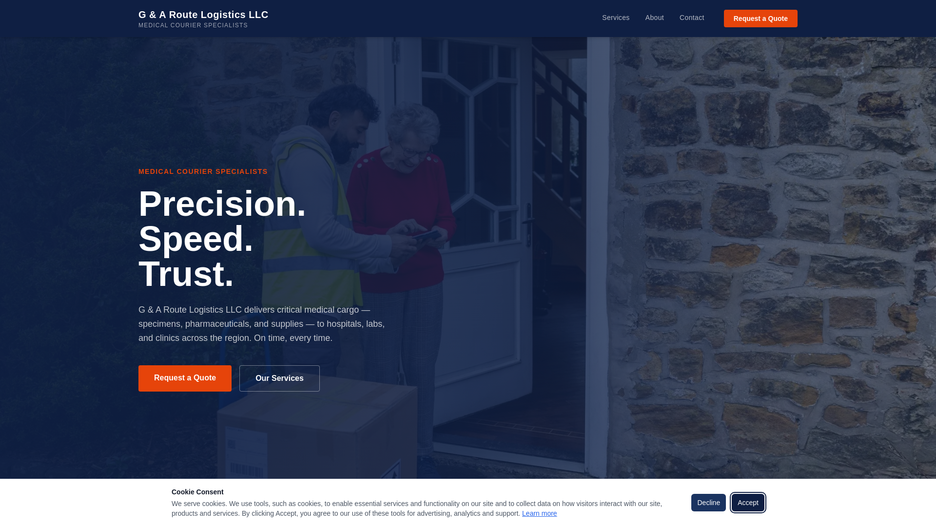 website screenshot of https://garoutelogistics.com/