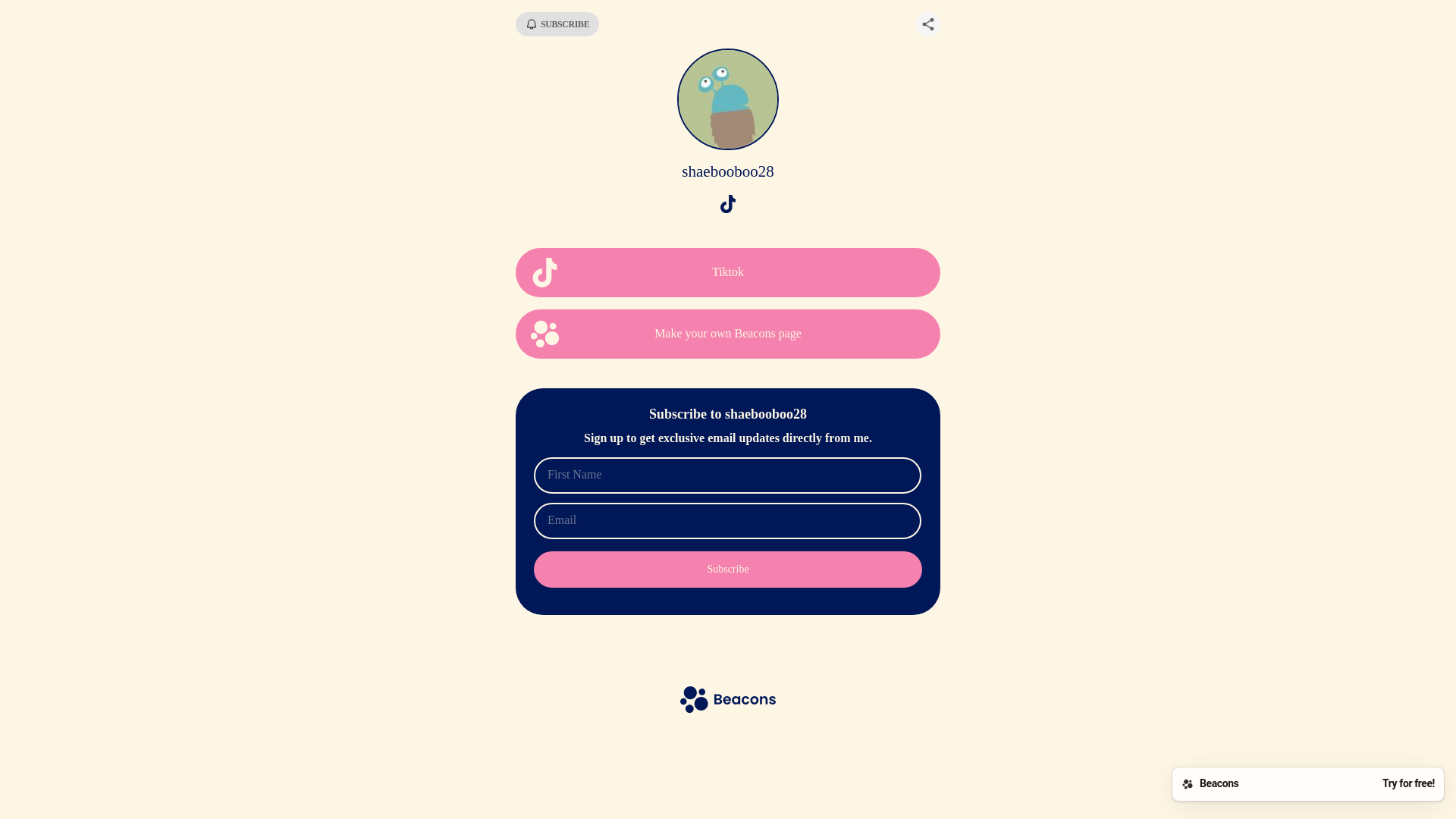 website screenshot of https://shaebooboo28.com/