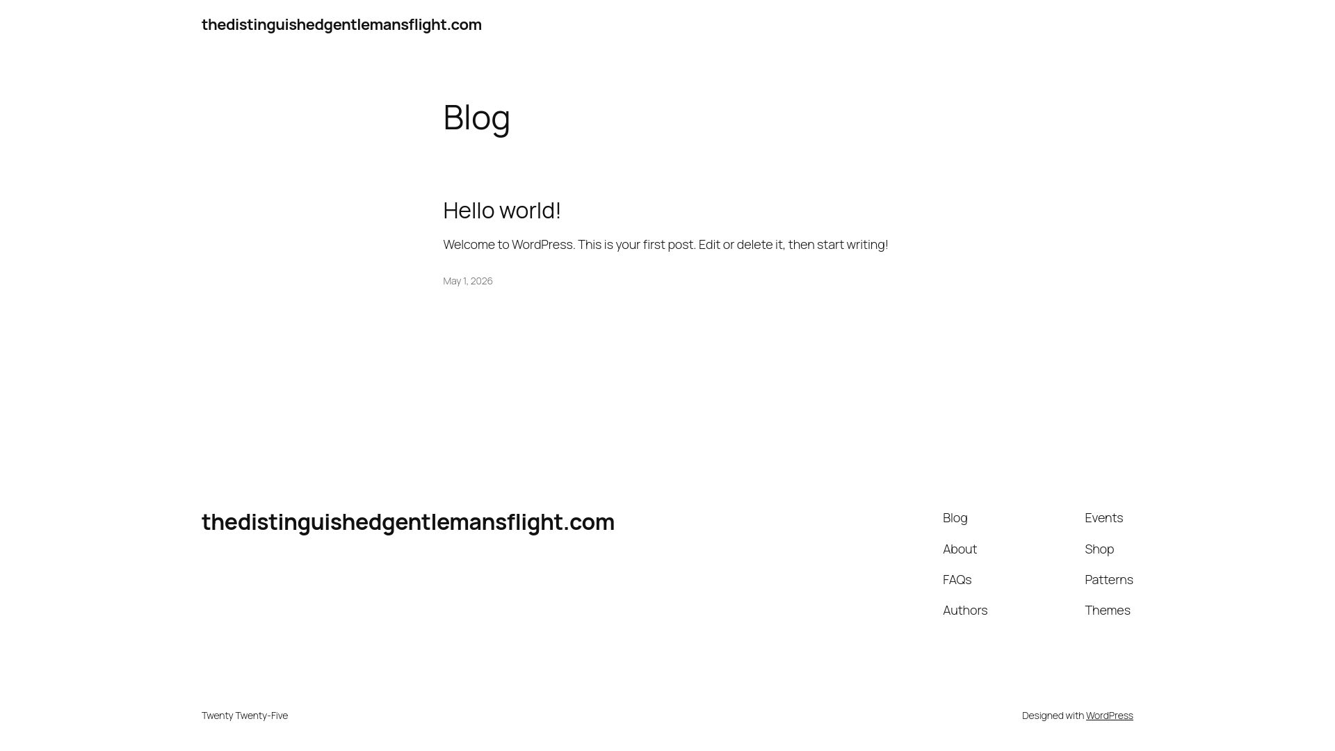 website screenshot of https://thedistinguishedgentlemansflight.com/